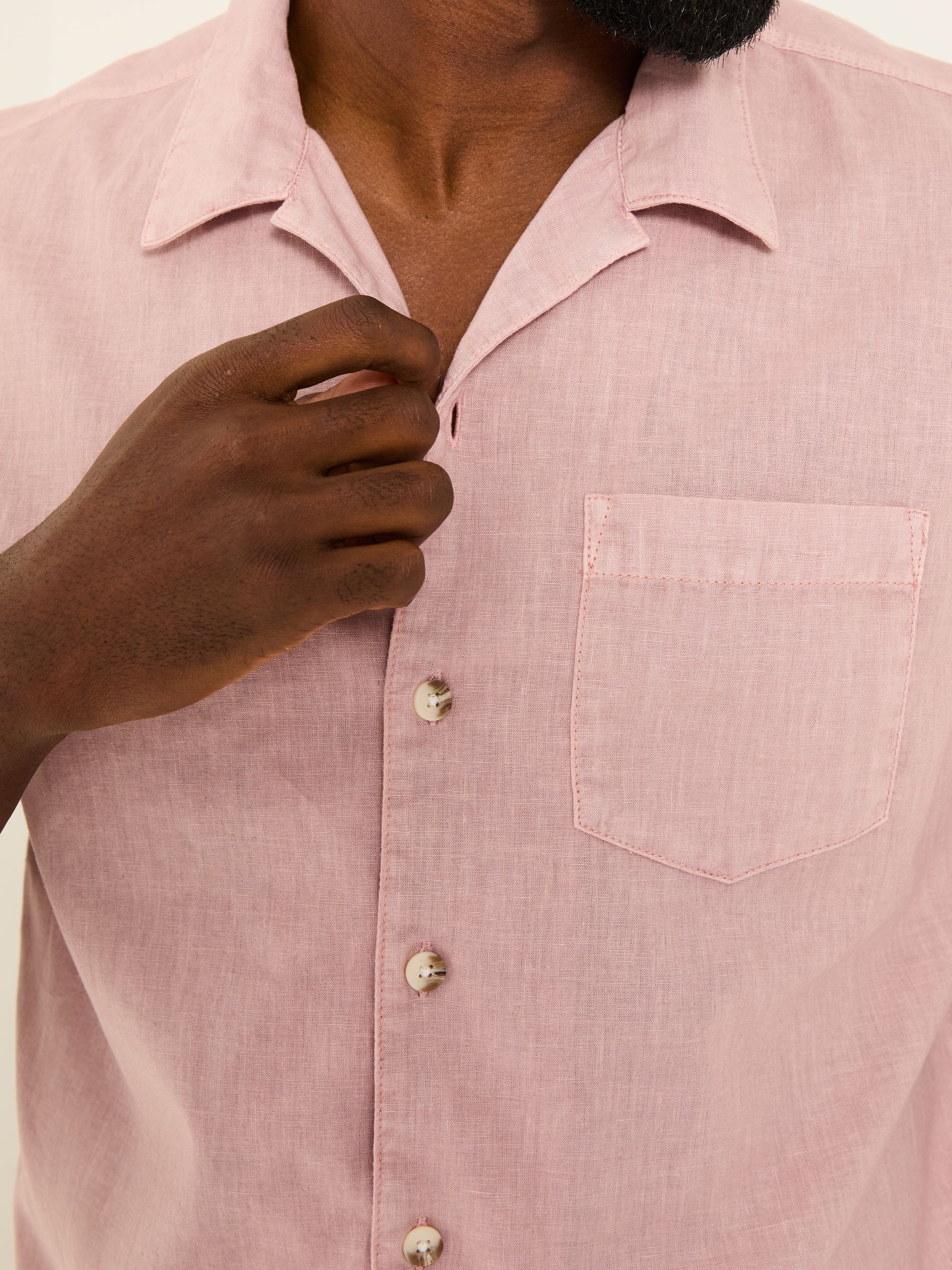 Bugle Dusky Pink Linen Cotton Shirt - Image 5 of 5