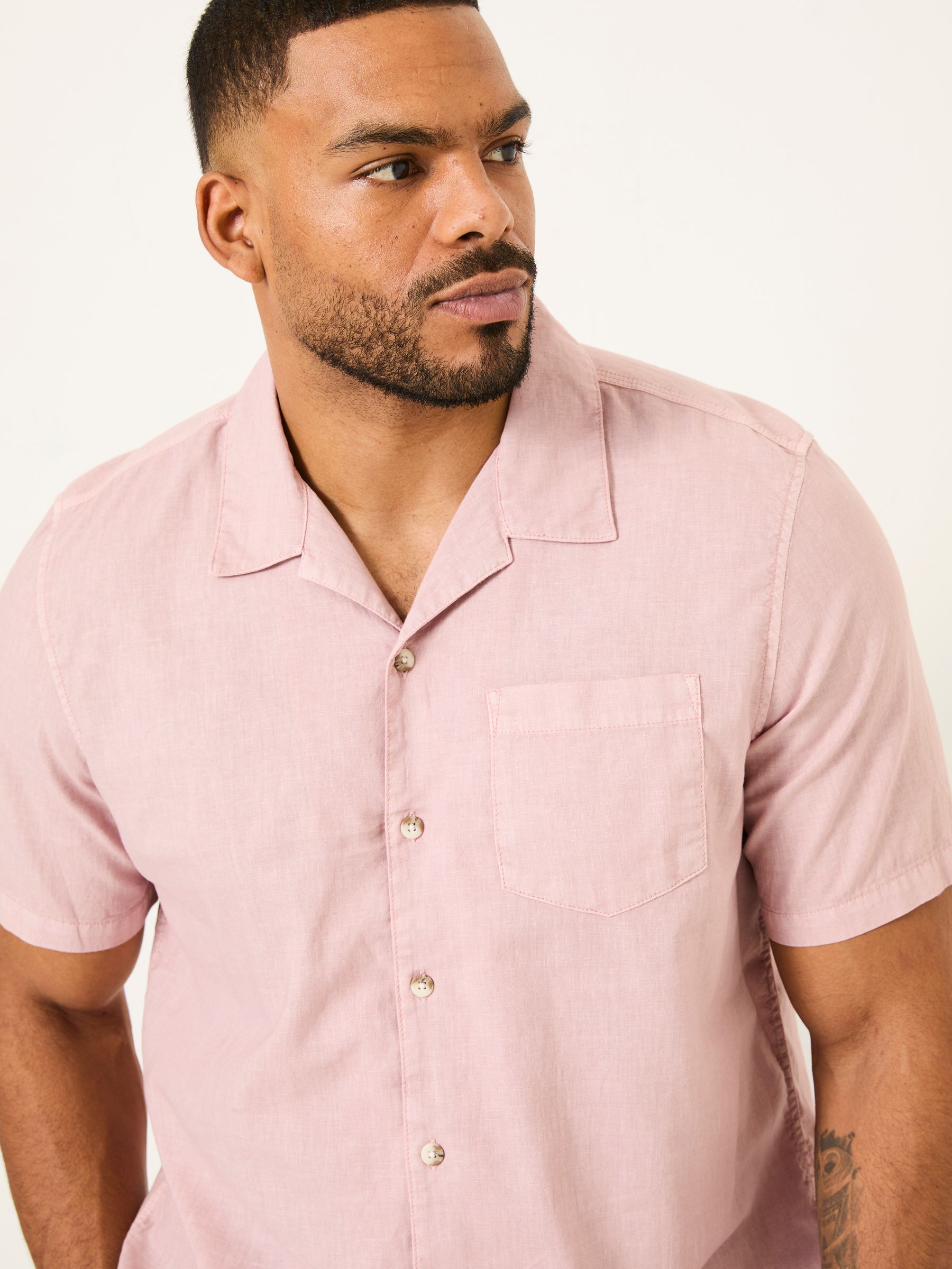 Bugle Dusky Pink Linen Cotton Shirt - Image 8 of 9