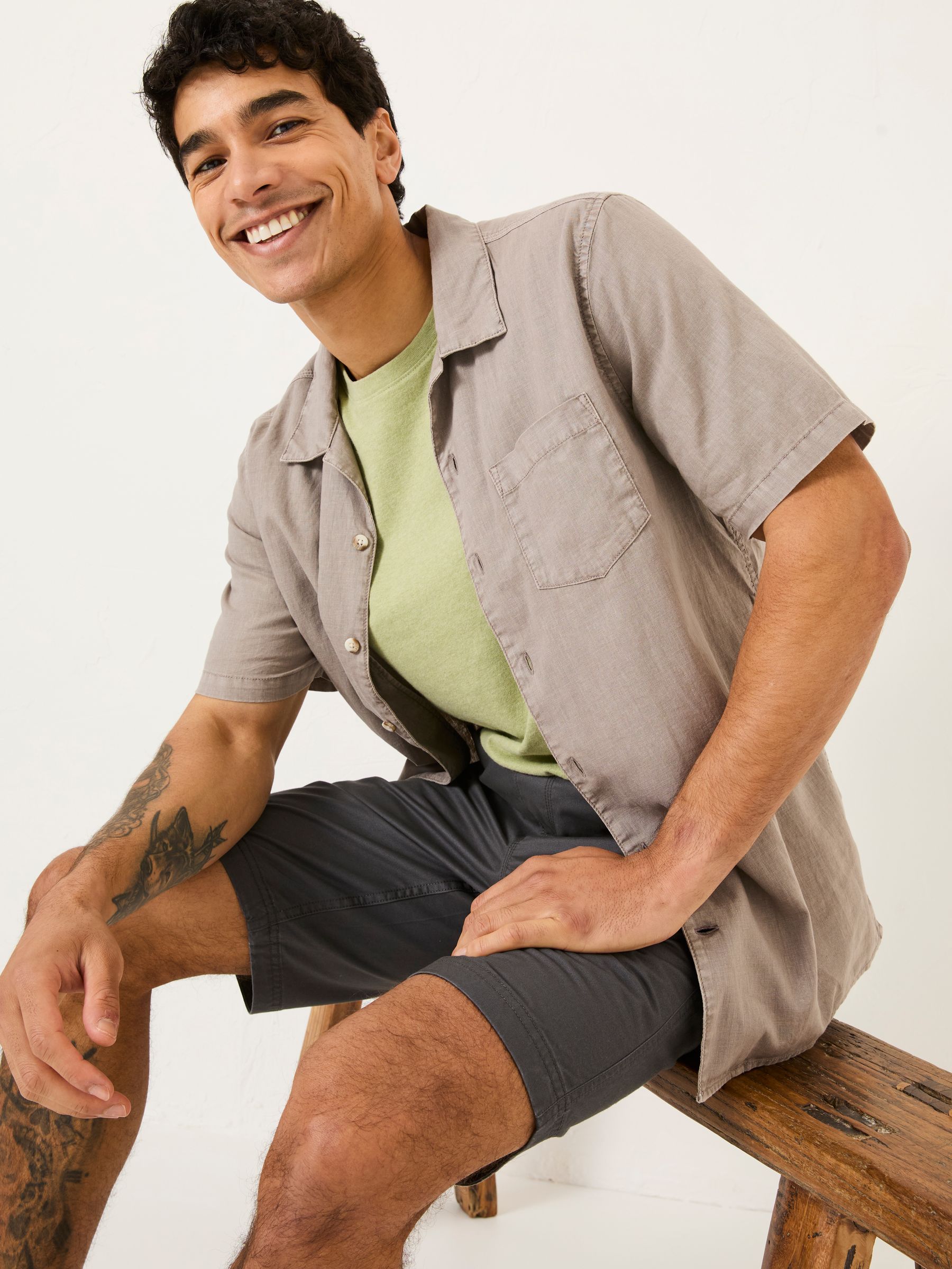 Bugle Light Grey Linen Cotton Shirt - Image 3 of 6