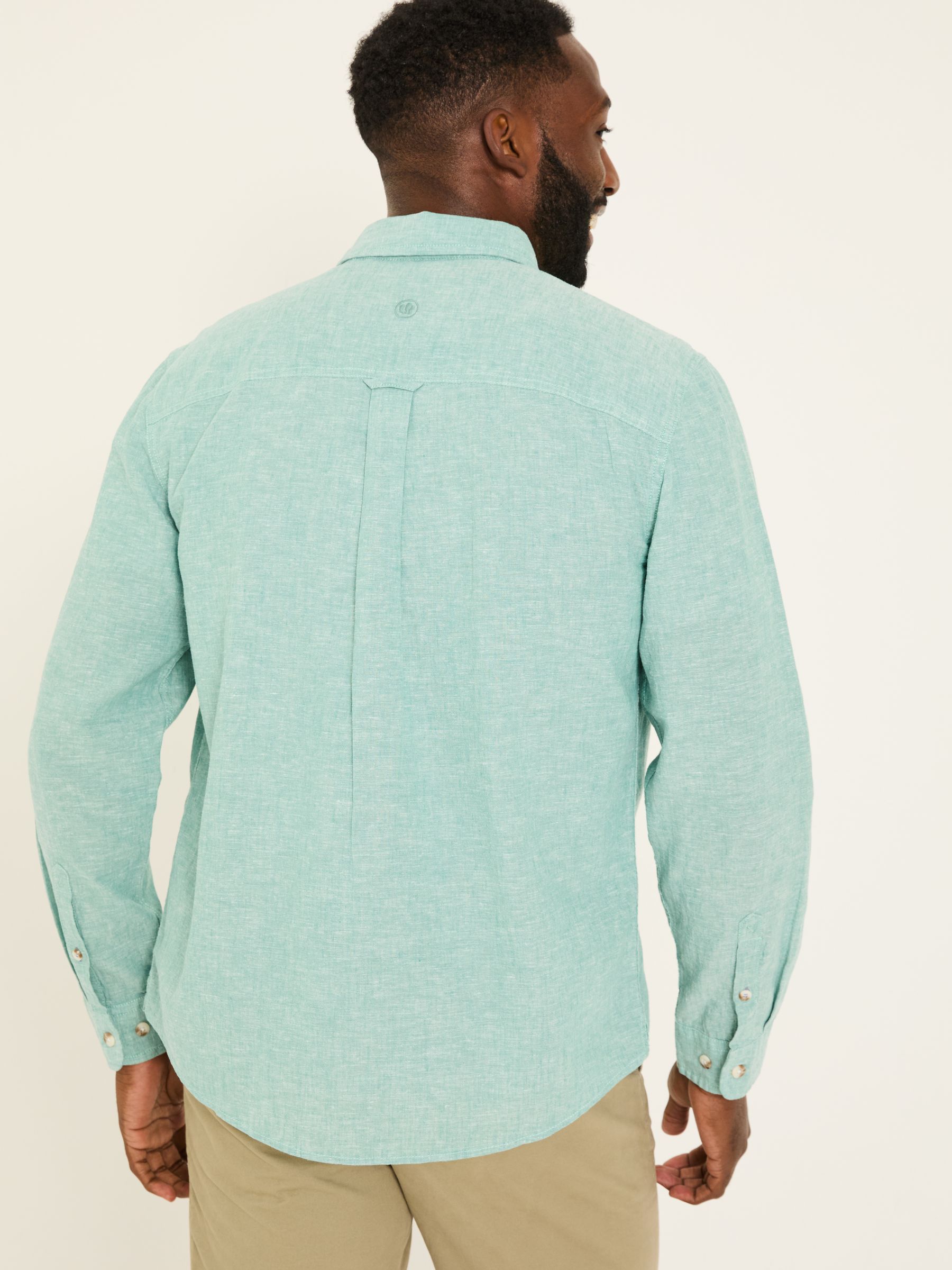 Bugle Light Teal Linen Cotton Shirt - Image 2 of 5