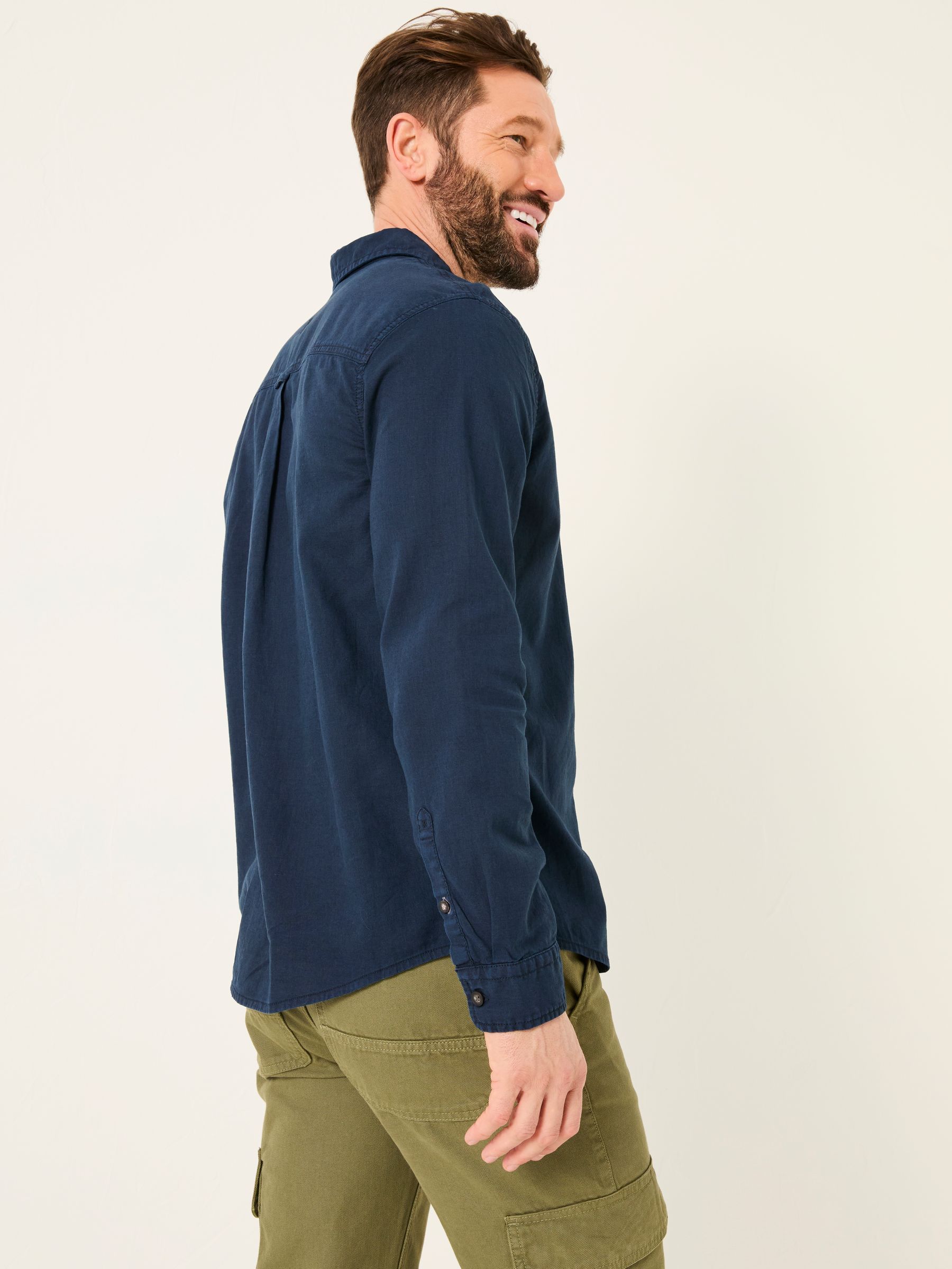 Bugle Navy Linen Cotton Shirt - Image 2 of 3