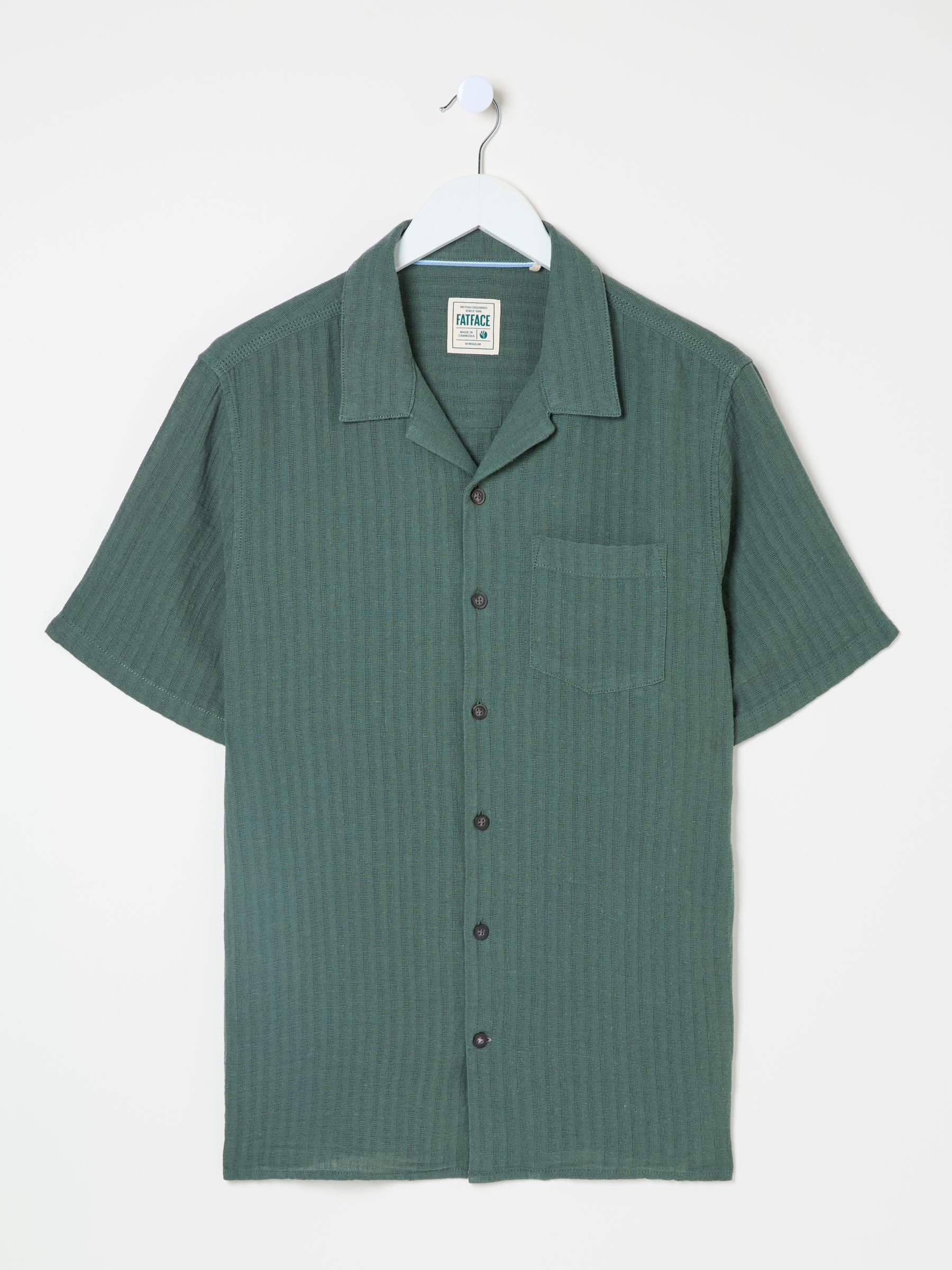 Bugle Dusky Green Stripe Short Sleeve Linen Cotton Shirt - Image 6 of 6