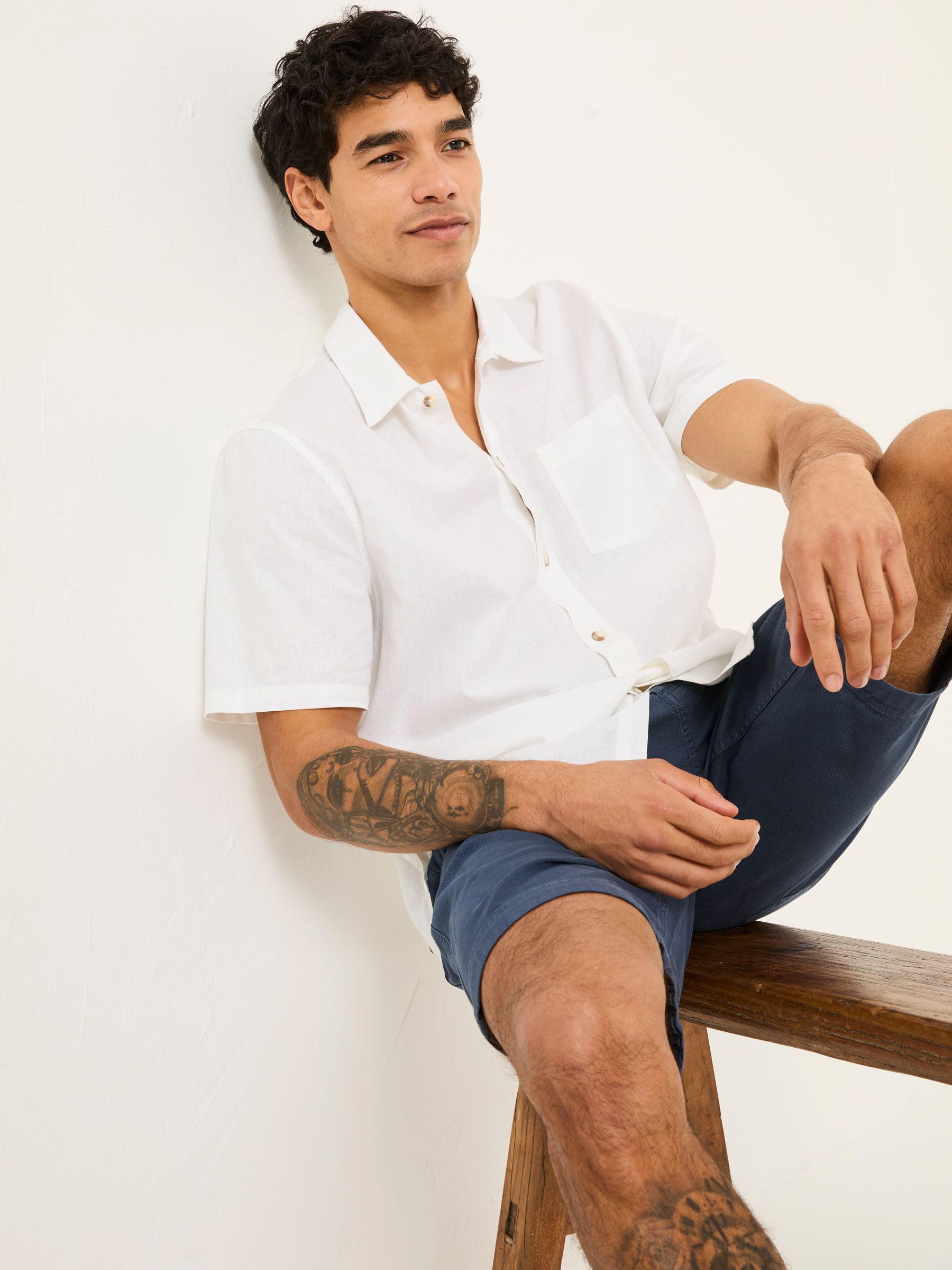 Bugle White Linen Cotton Shirt - Image 3 of 5