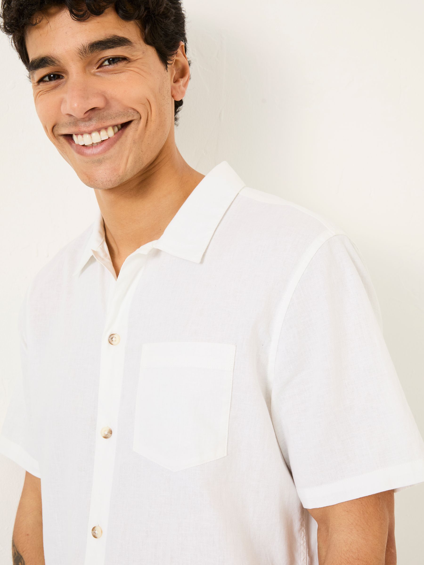 Bugle White Linen Cotton Shirt - Image 4 of 5