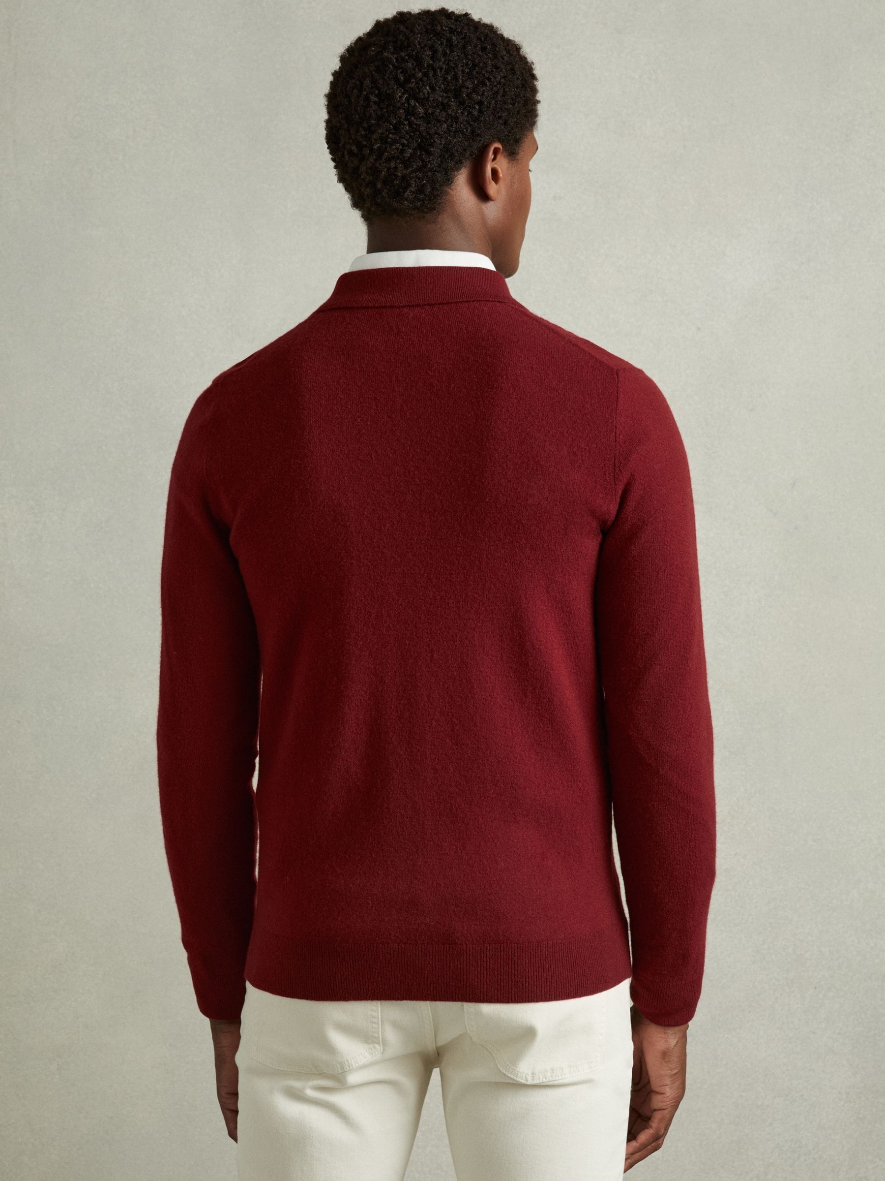 Wool Cabled-Knitted Cardigan in Red - Image 4 of 6