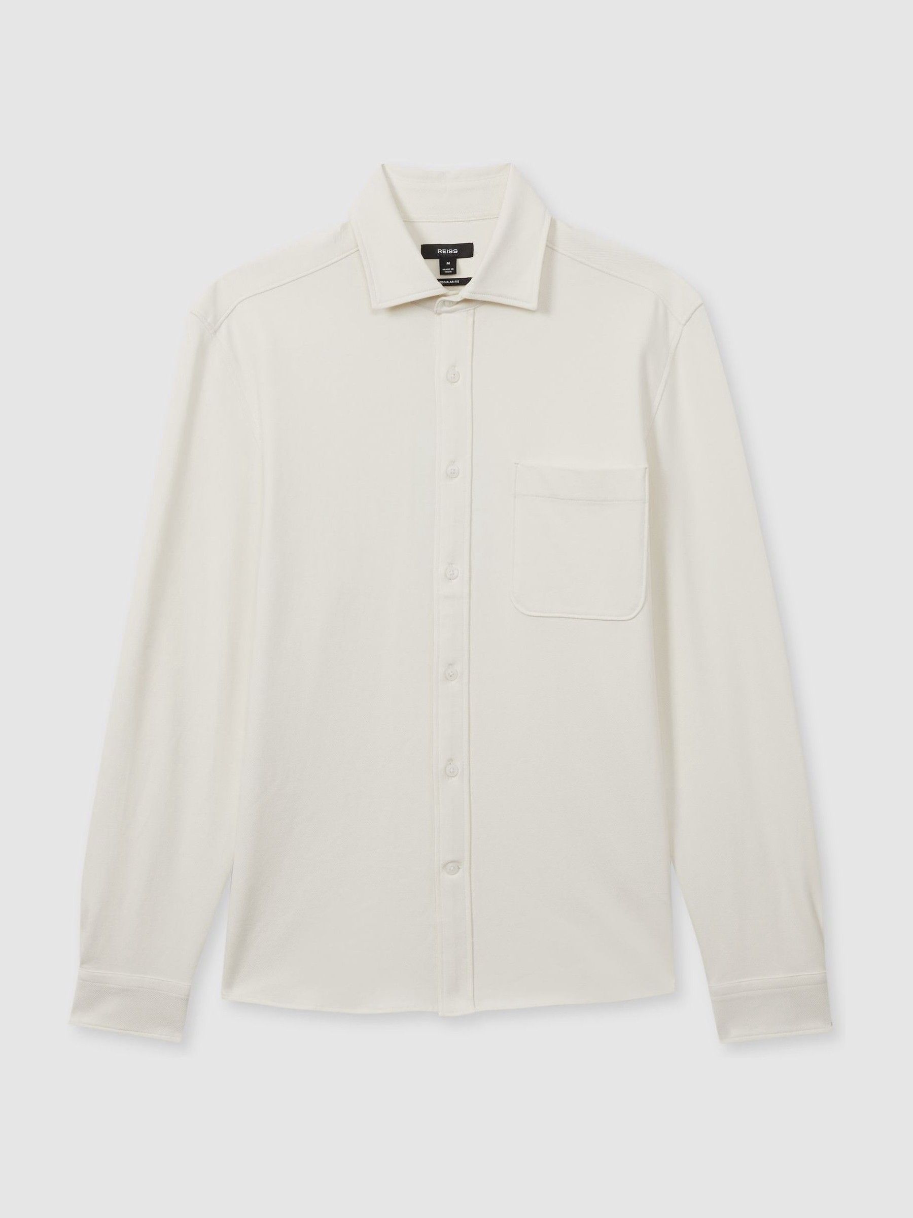 Cotton Blend Twill Overshirt in Off White - Image 2 of 6