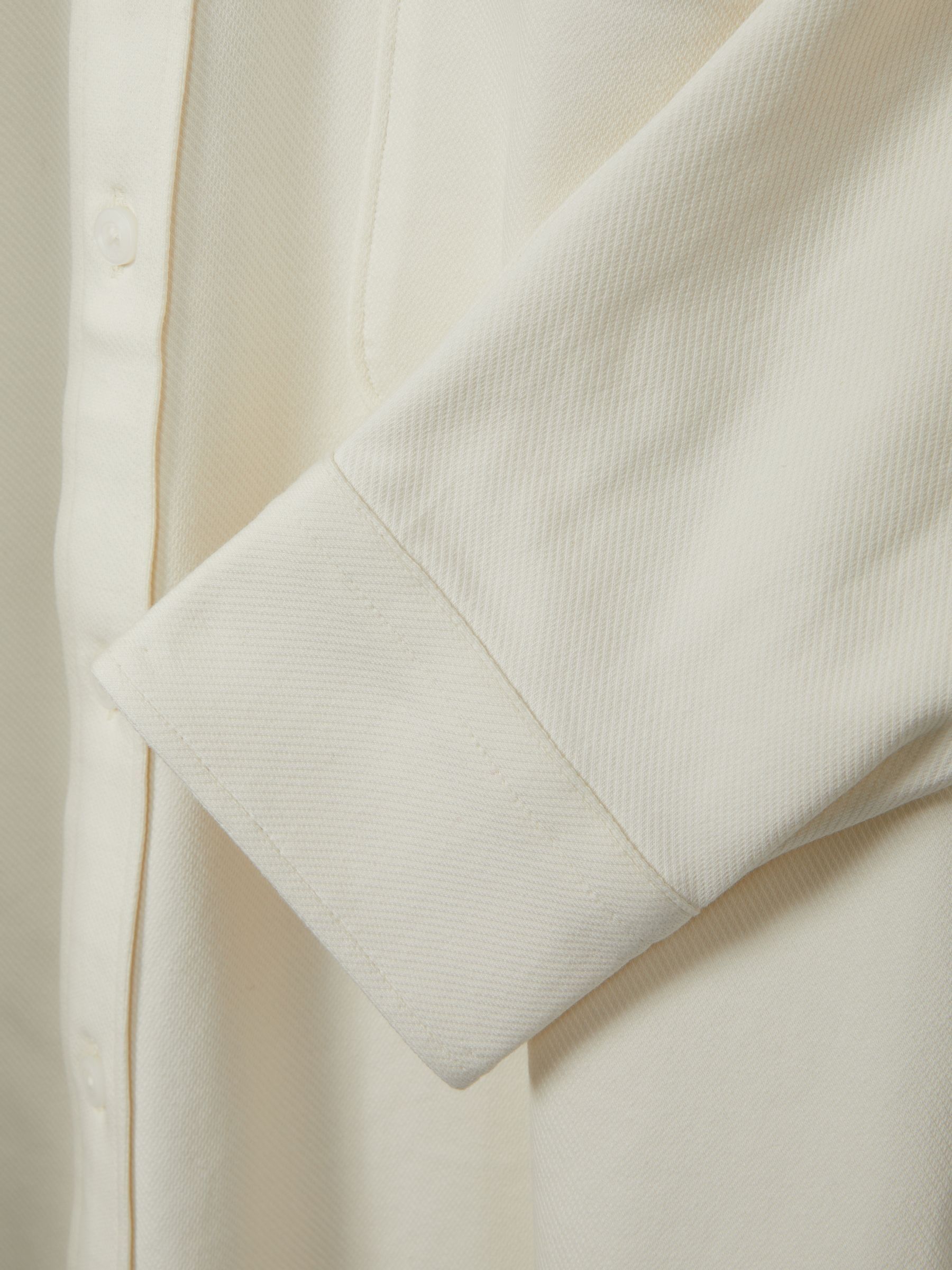 Cotton Blend Twill Overshirt in Off White - Image 6 of 6