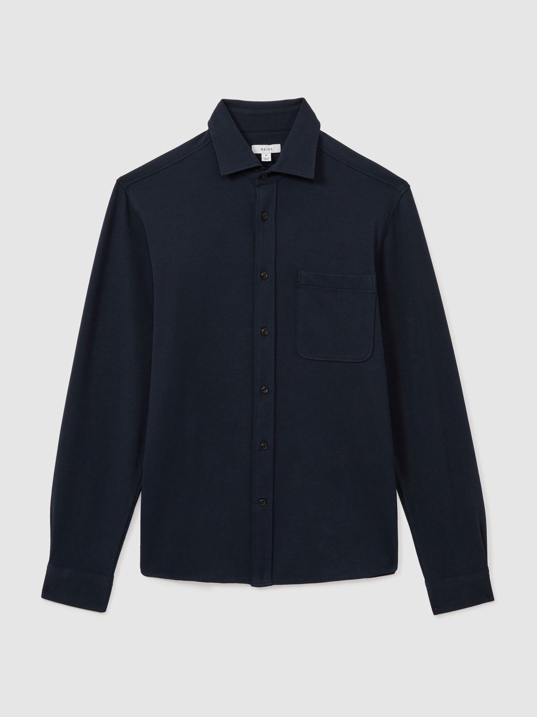 Cotton Blend Twill Overshirt in Navy - Image 2 of 6