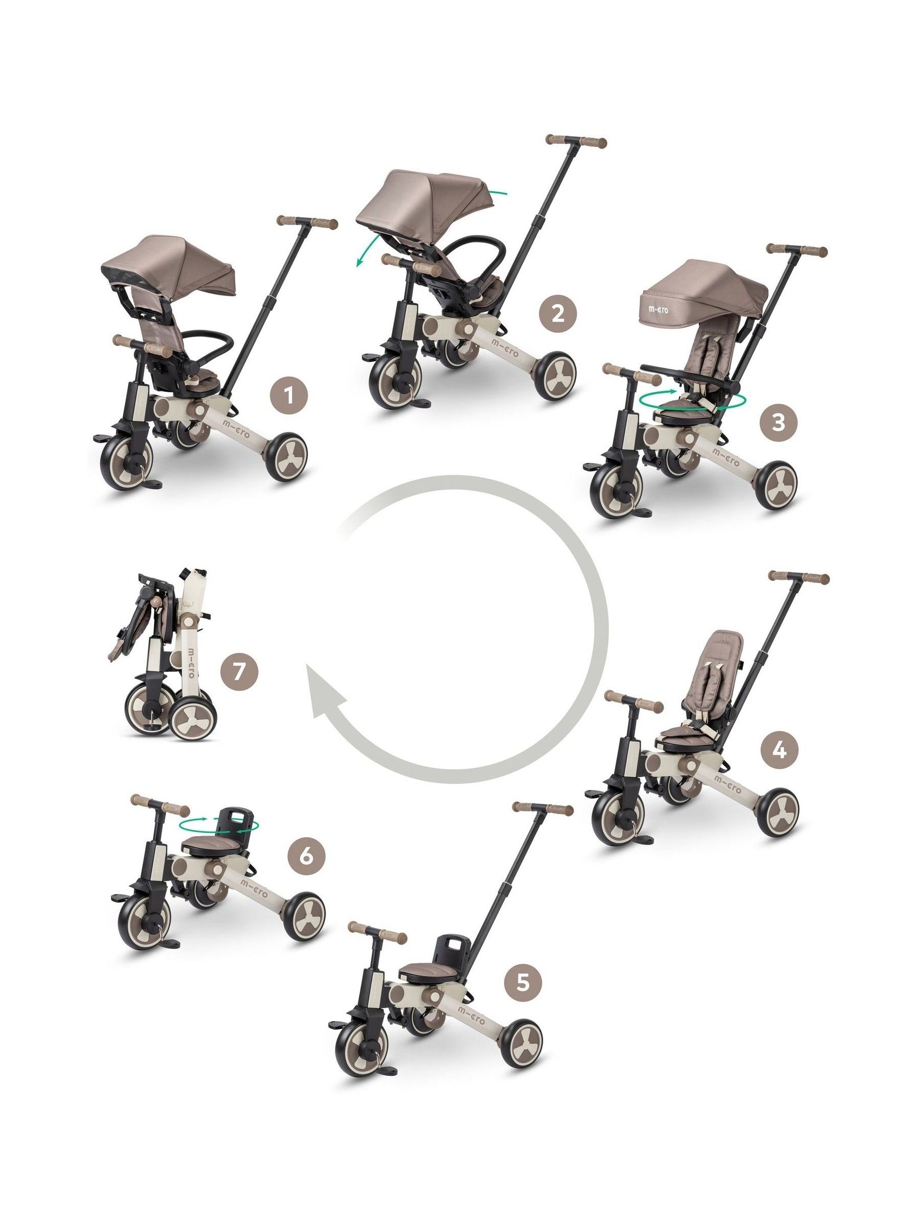 Micro Scooter 7 in 1 Trike Latte - Image 4 of 7