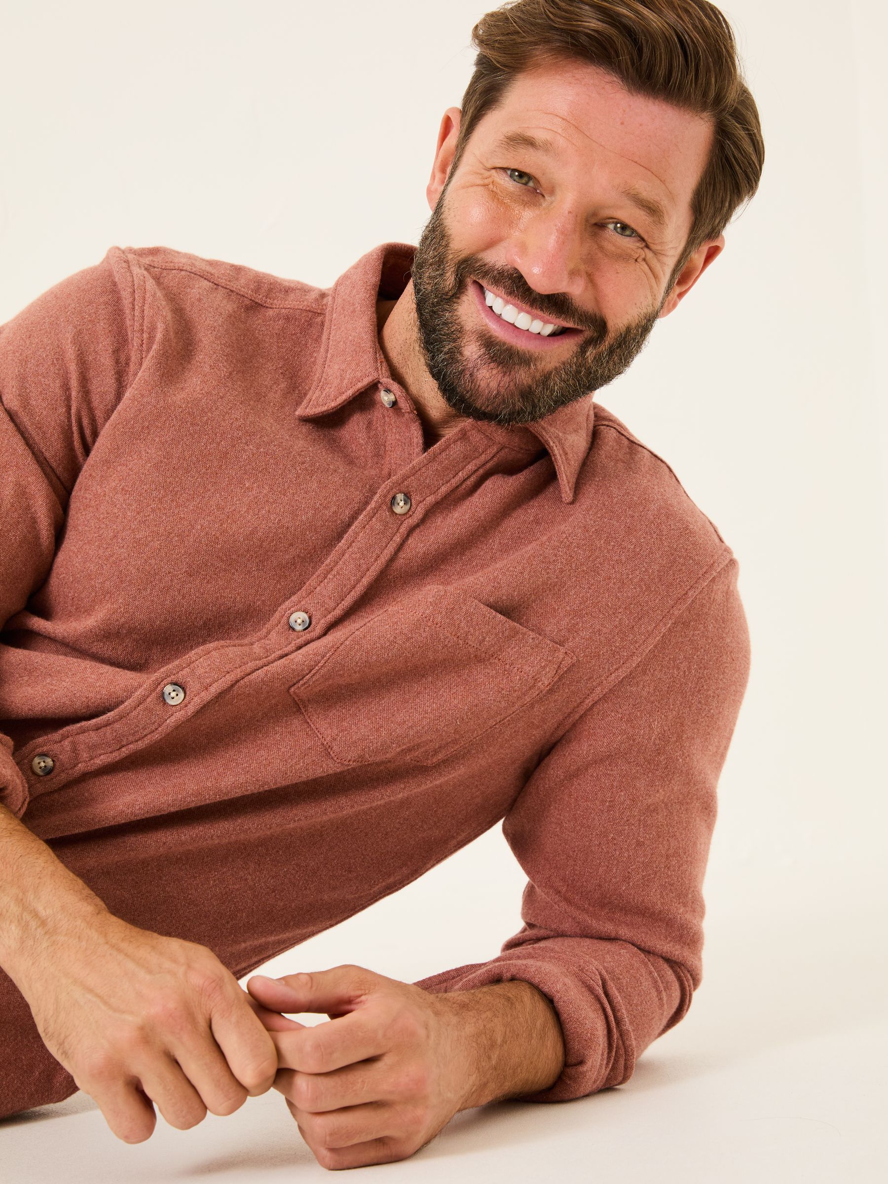 Rust Brown Long Sleeve Brushed Shirt - Image 3 of 6