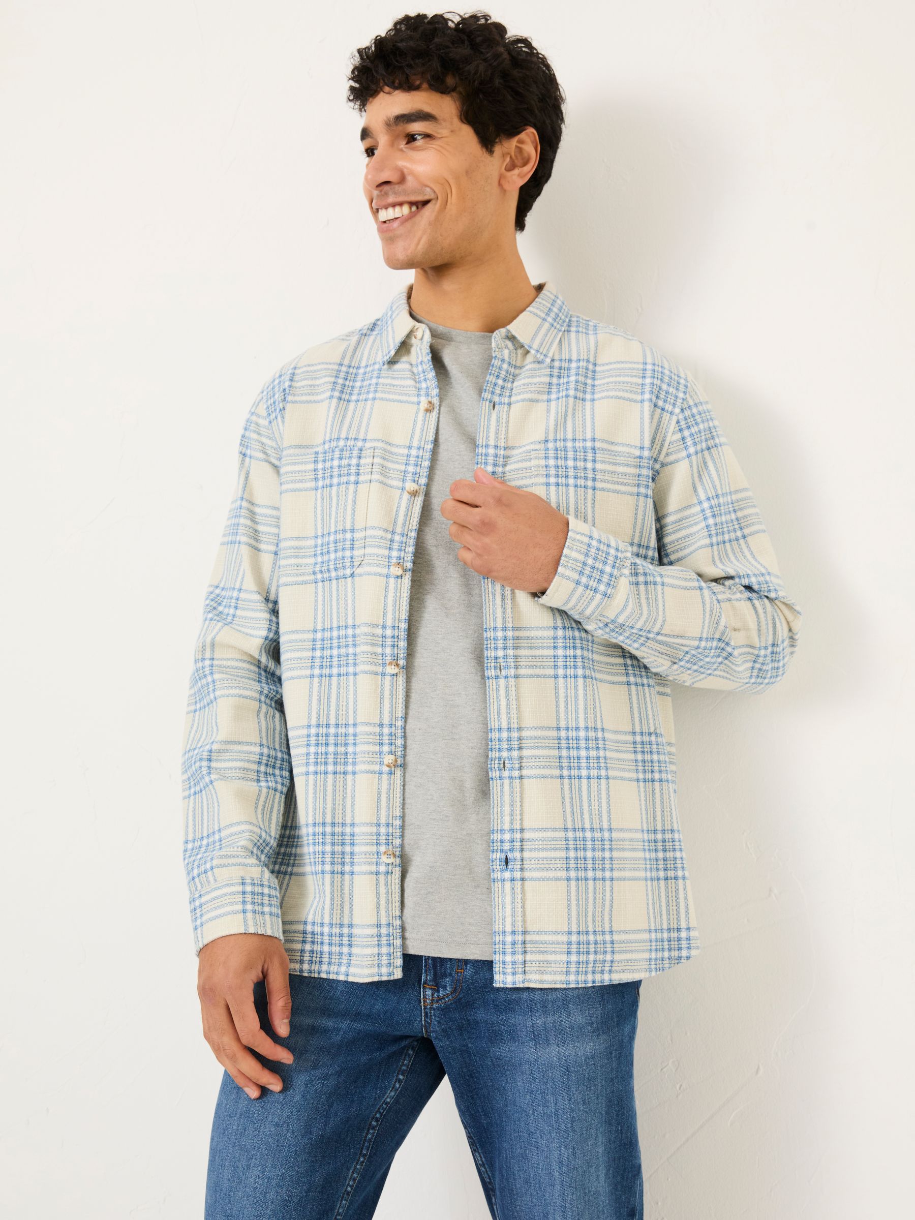 Light Vintage Blue Long Sleeve Hove Check Shirt - Image 1 of 5