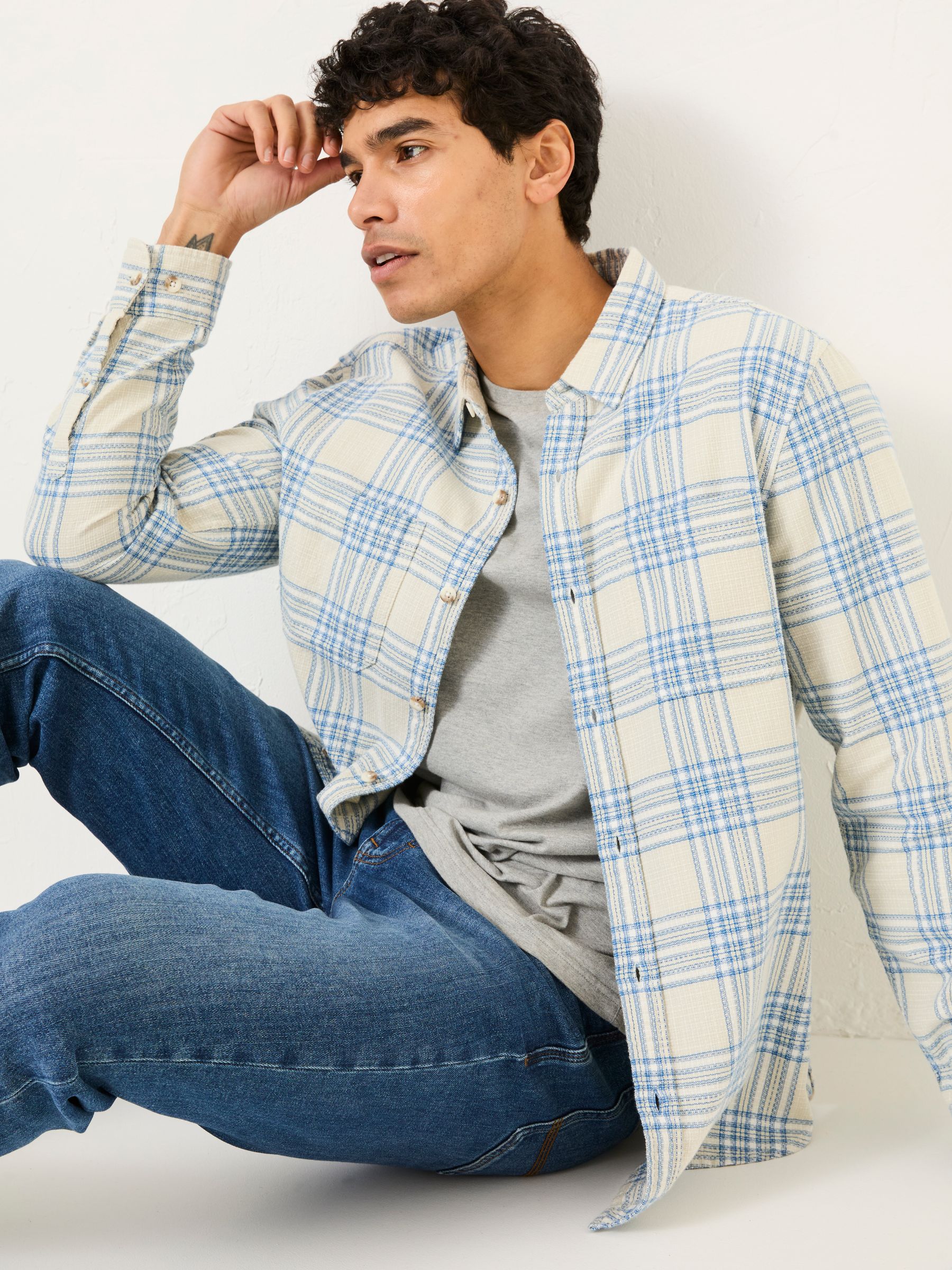 Light Vintage Blue Long Sleeve Hove Check Shirt - Image 3 of 5