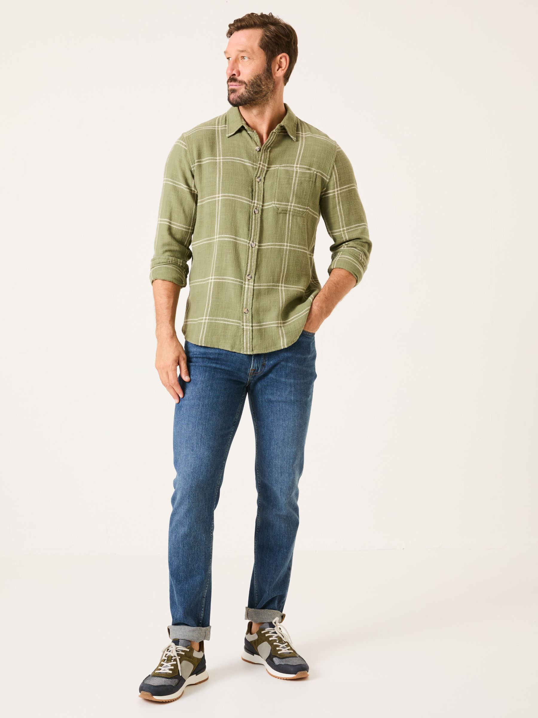 Wells Mid Green Long Sleeve Check Shirt - Image 4 of 6