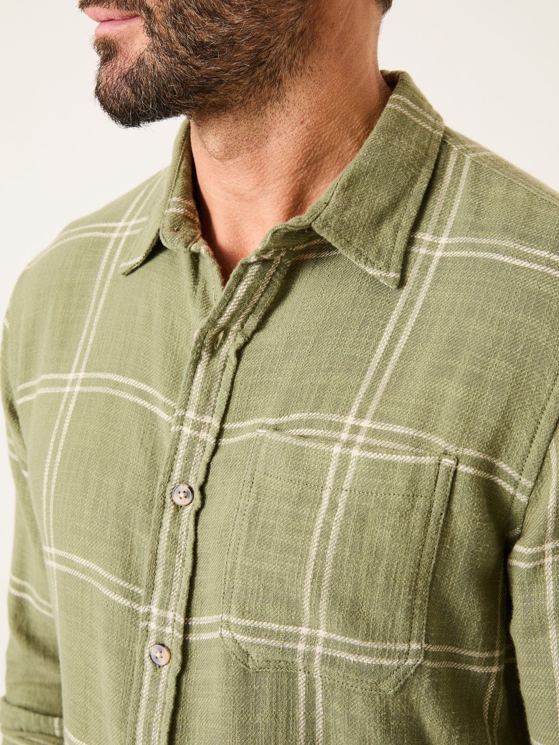 Wells Mid Green Long Sleeve Check Shirt - Image 5 of 6