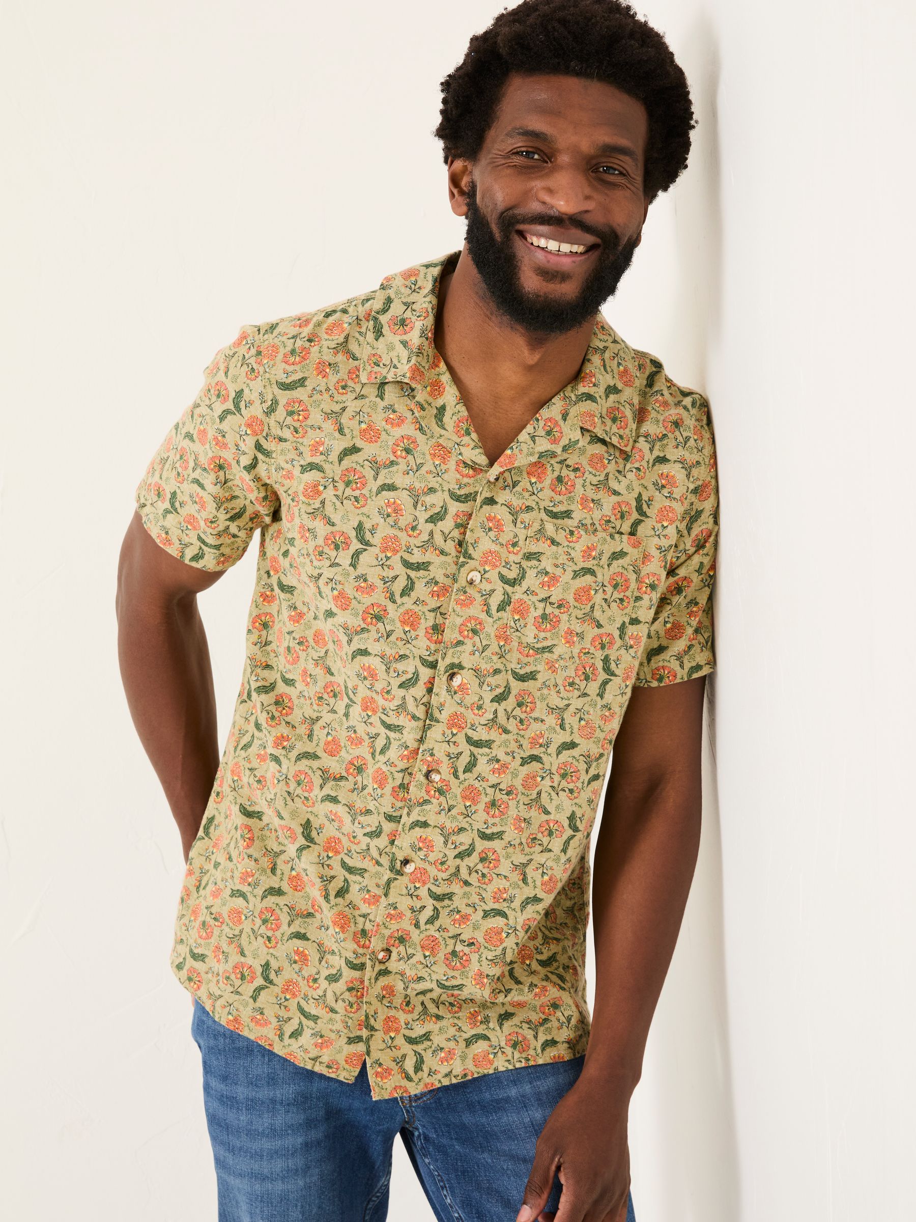 Mid Green Short Sleeve Bloom Print Shirt - Image 4 of 6