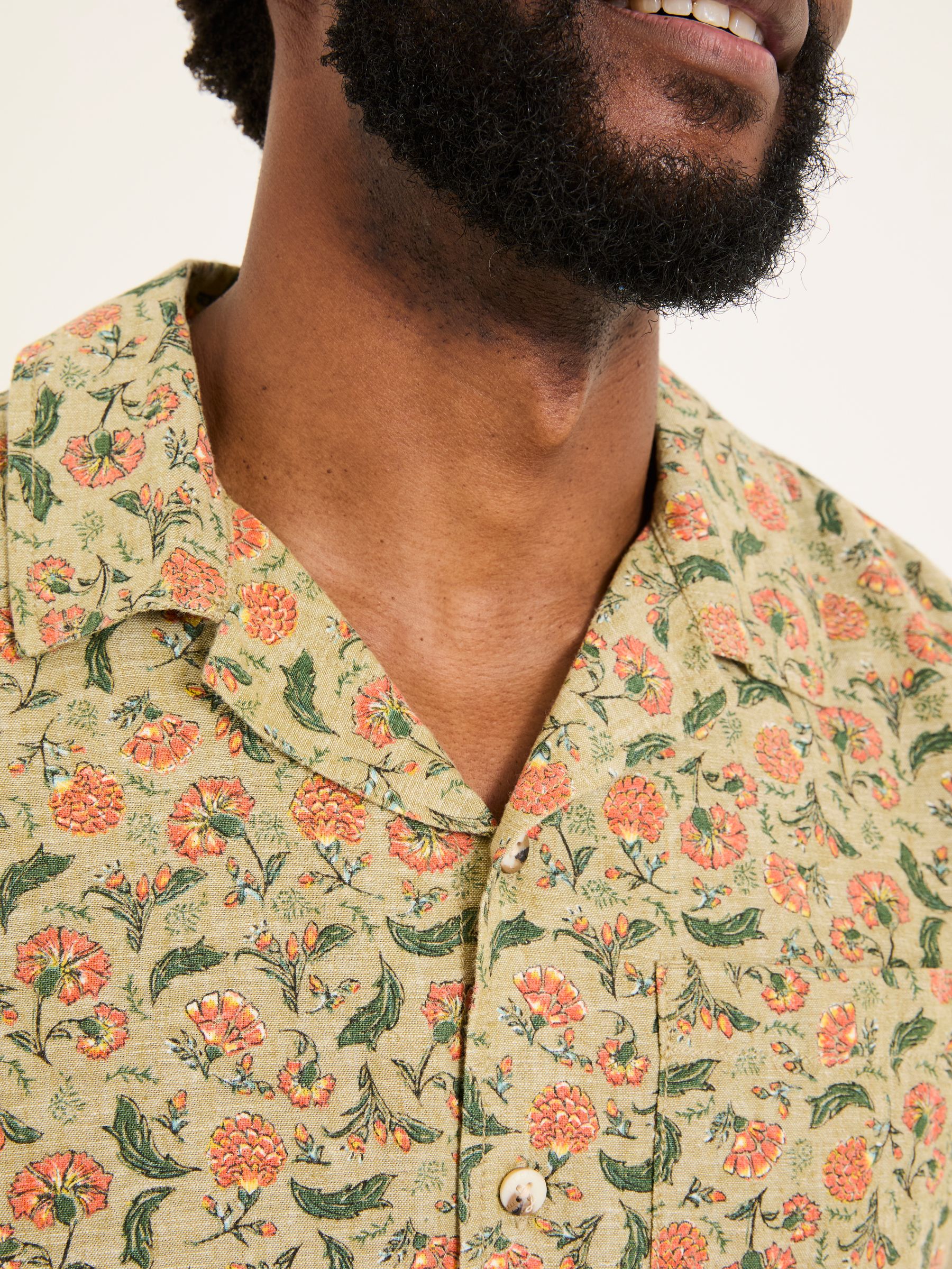 Mid Green Short Sleeve Bloom Print Shirt - Image 5 of 6