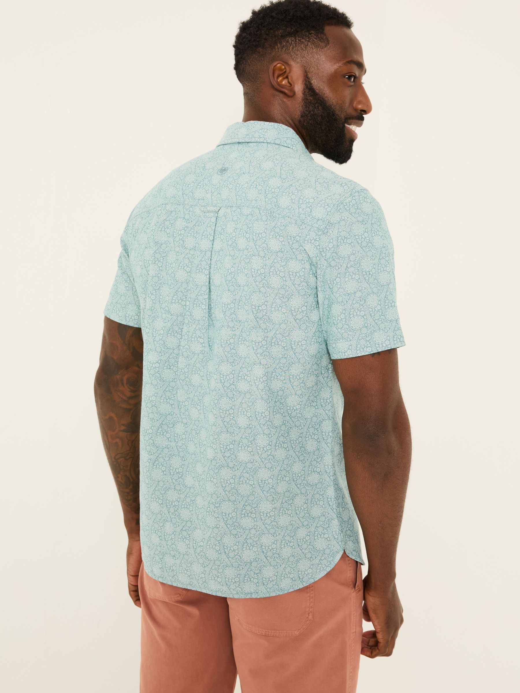 Pale Blue Short Sleeve Tile Print Shirt - Image 2 of 5