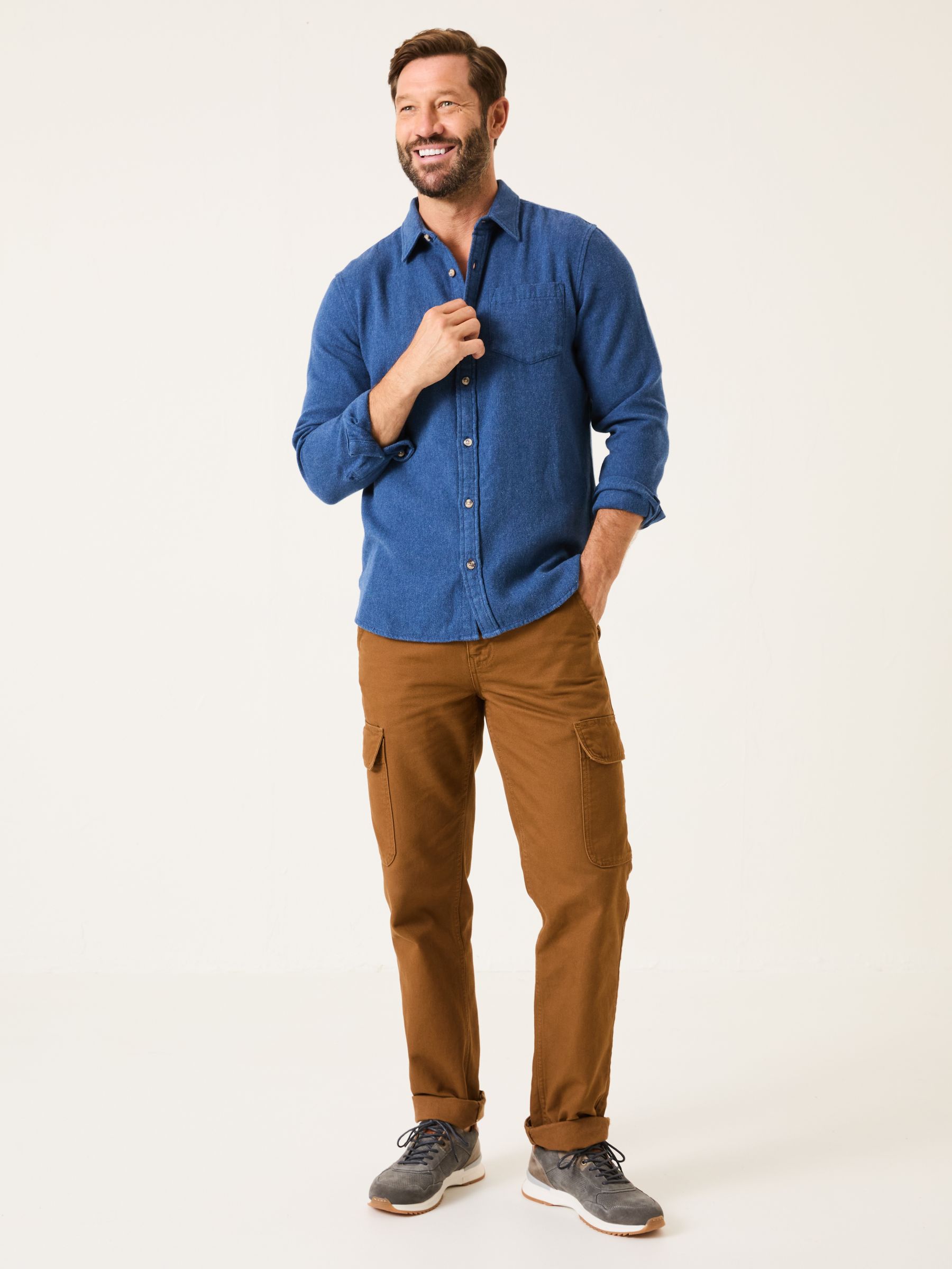Blue Denim Long Sleeve Brushed Shirt - Image 1 of 5