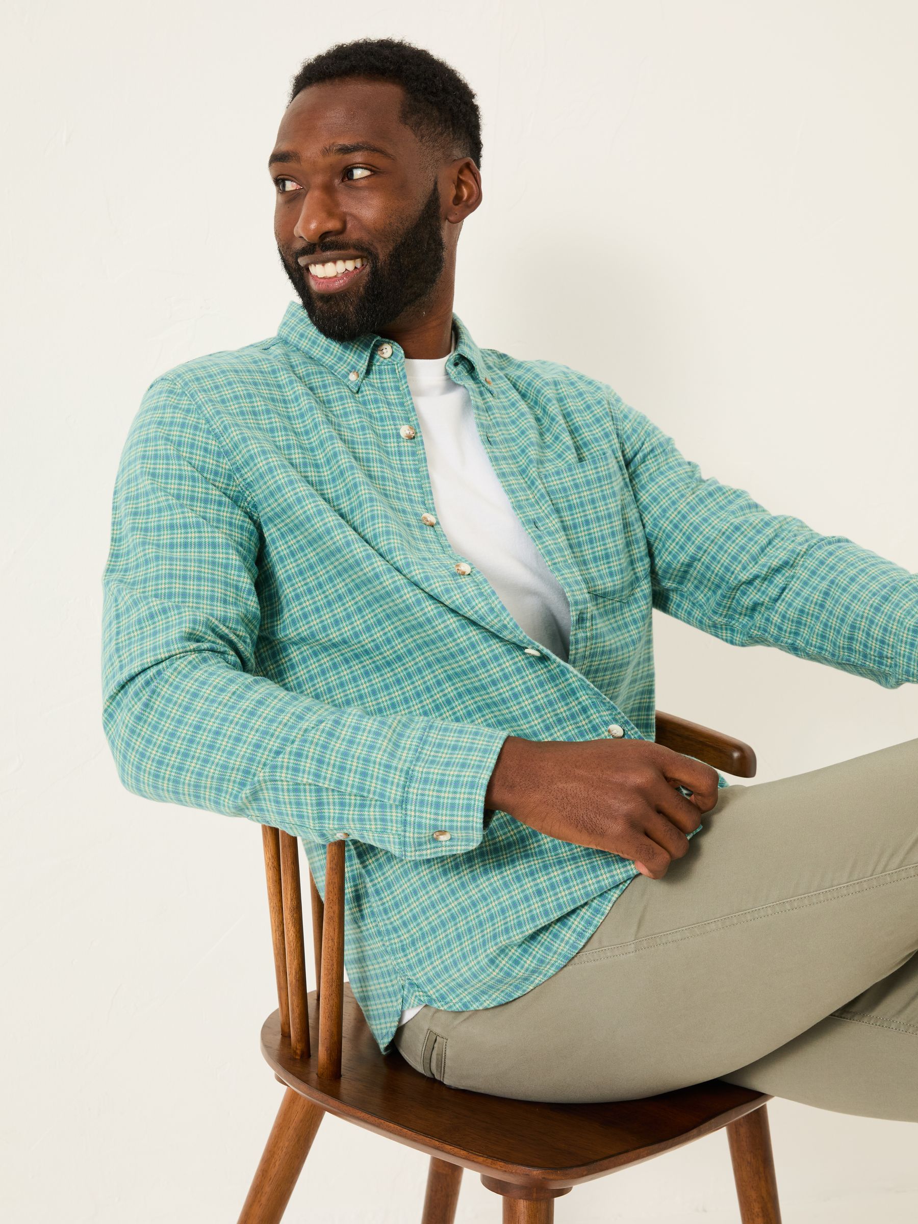 Bath Light Teal Long Sleeve Check Shirt - Image 4 of 6