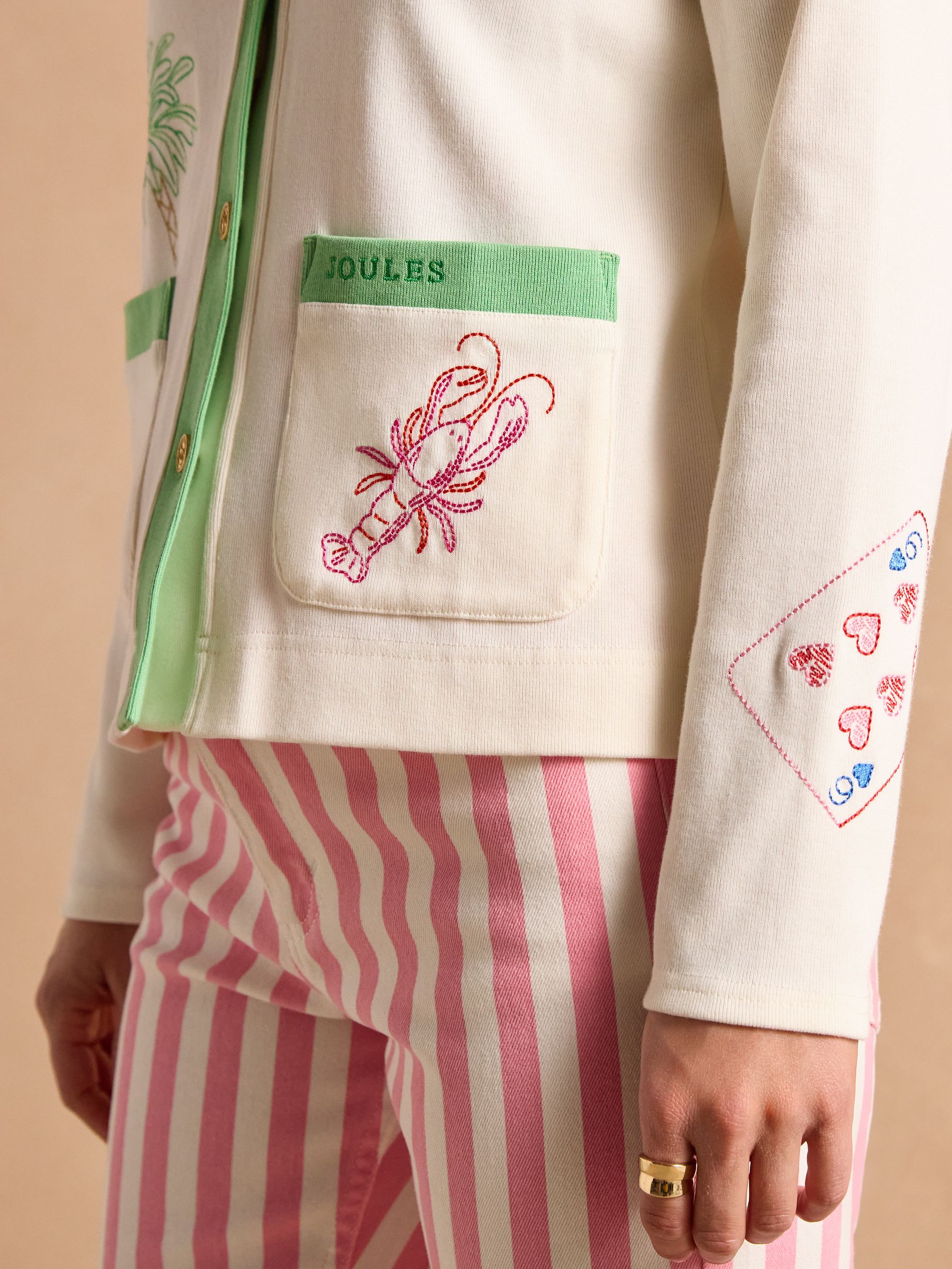 Harbour Embroidered Cream Jersey Cardigan - Image 7 of 15