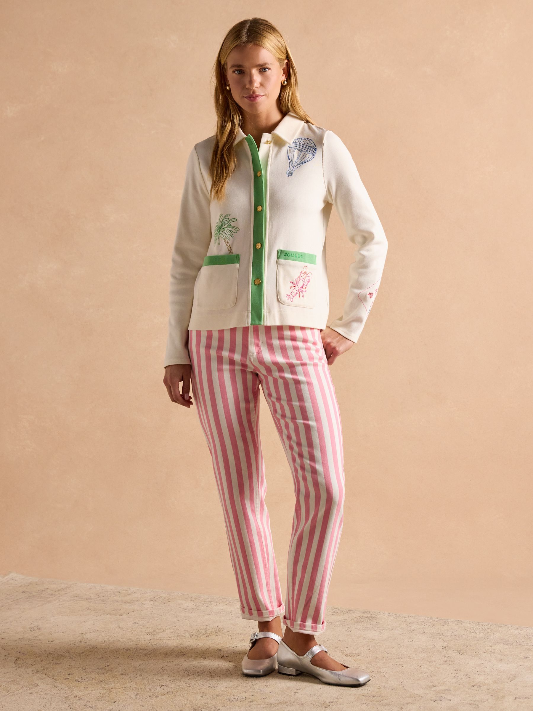 Harbour Embroidered Cream Jersey Cardigan - Image 8 of 15