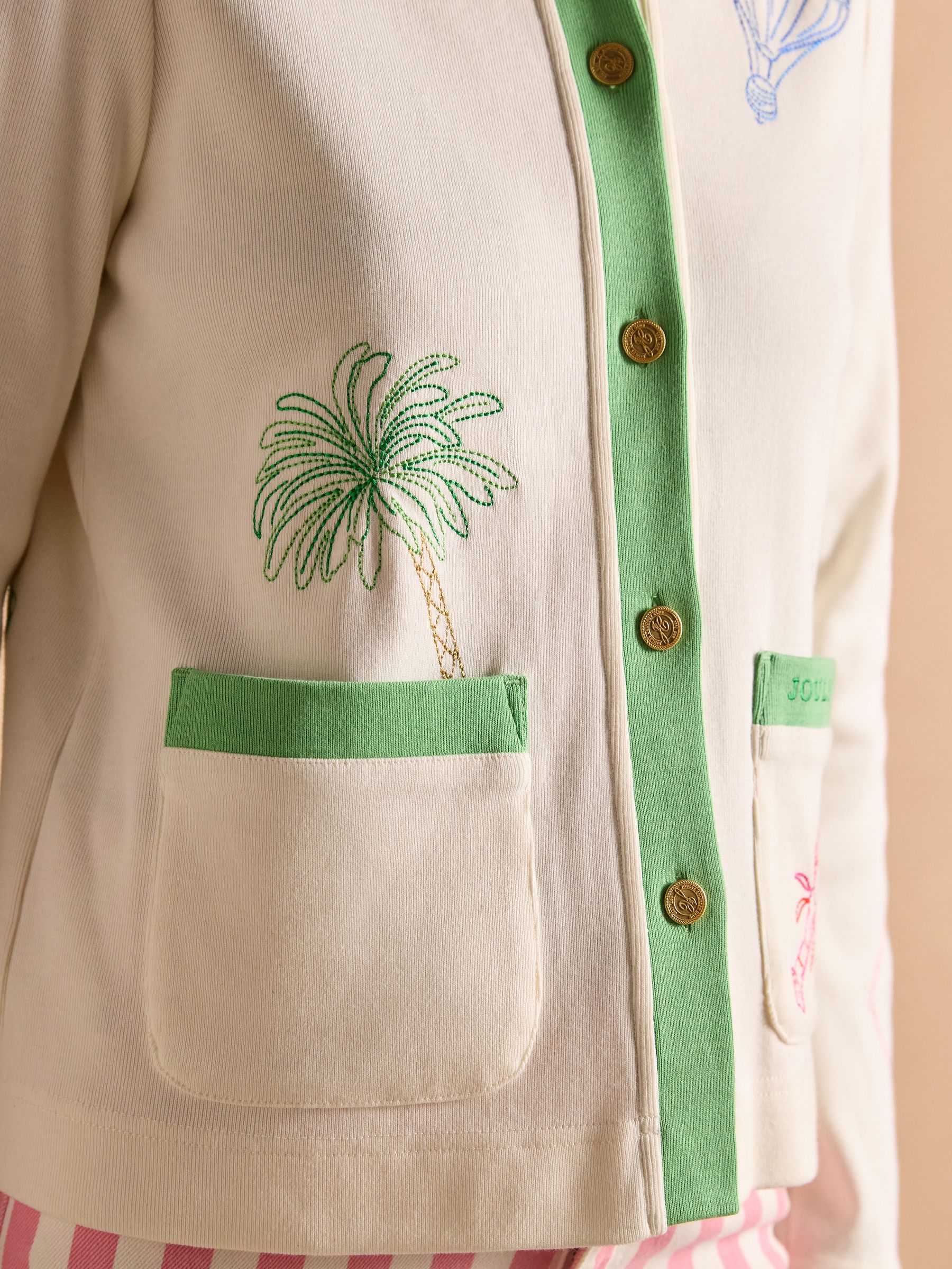 Harbour Embroidered Cream Jersey Cardigan - Image 9 of 15