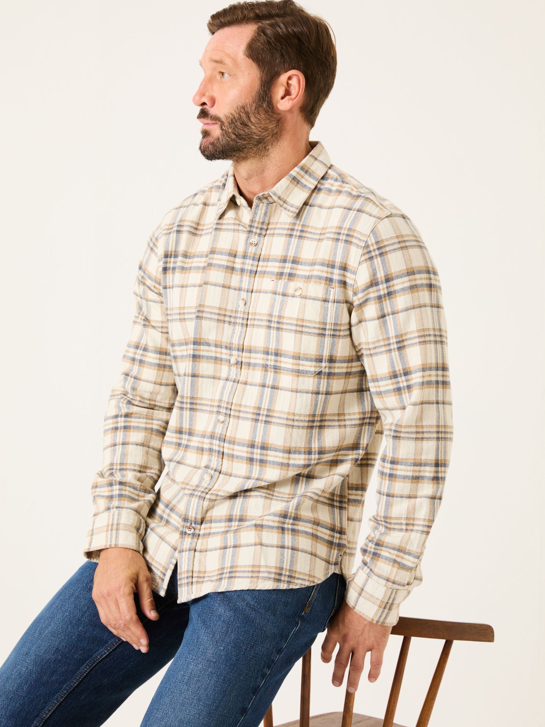 Natural Long Sleeve Trent Check Shirt - Image 3 of 5