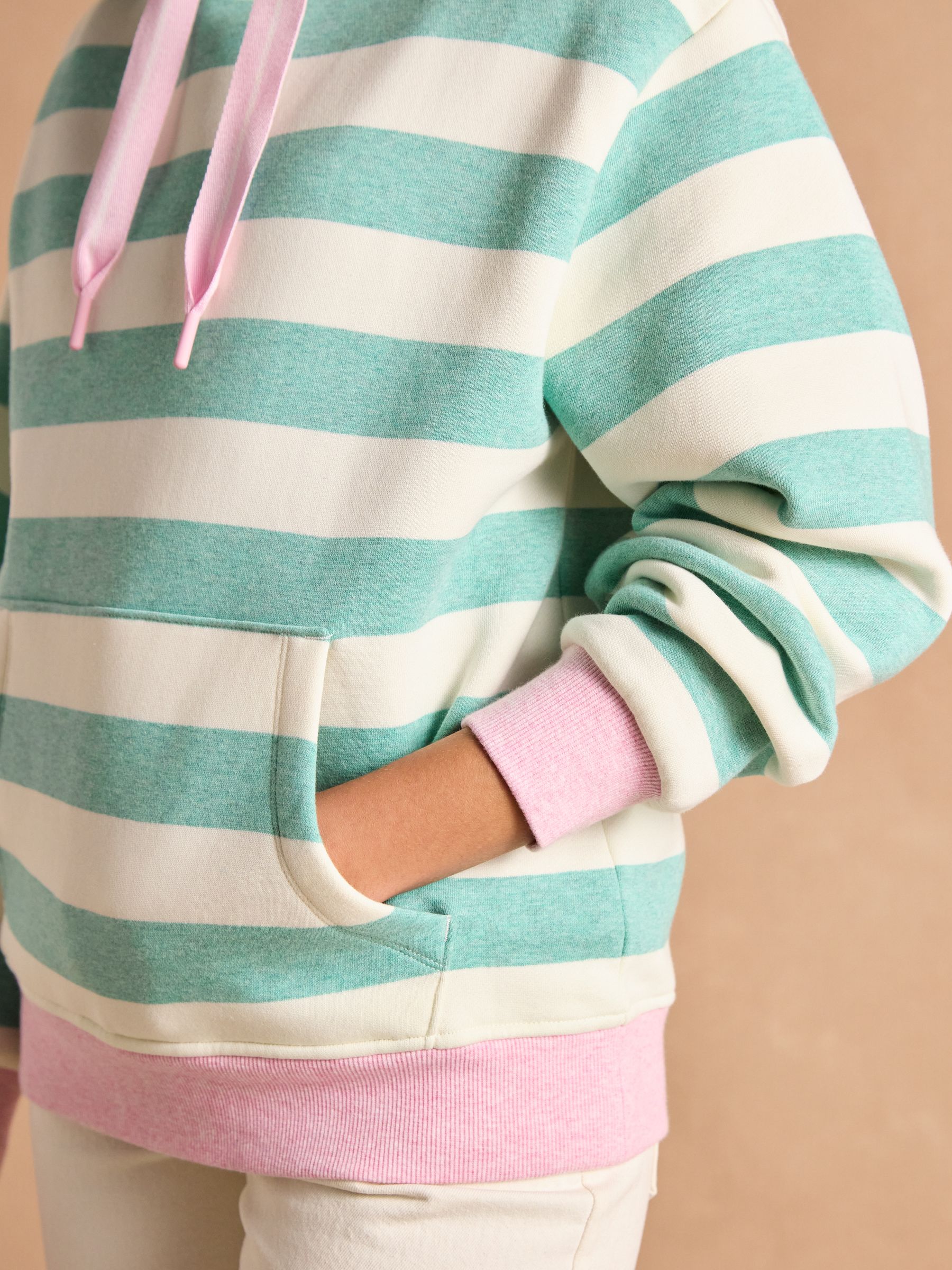 Milbourne Green Marl Stripe Cotton Rich Hoodie - Image 4 of 9