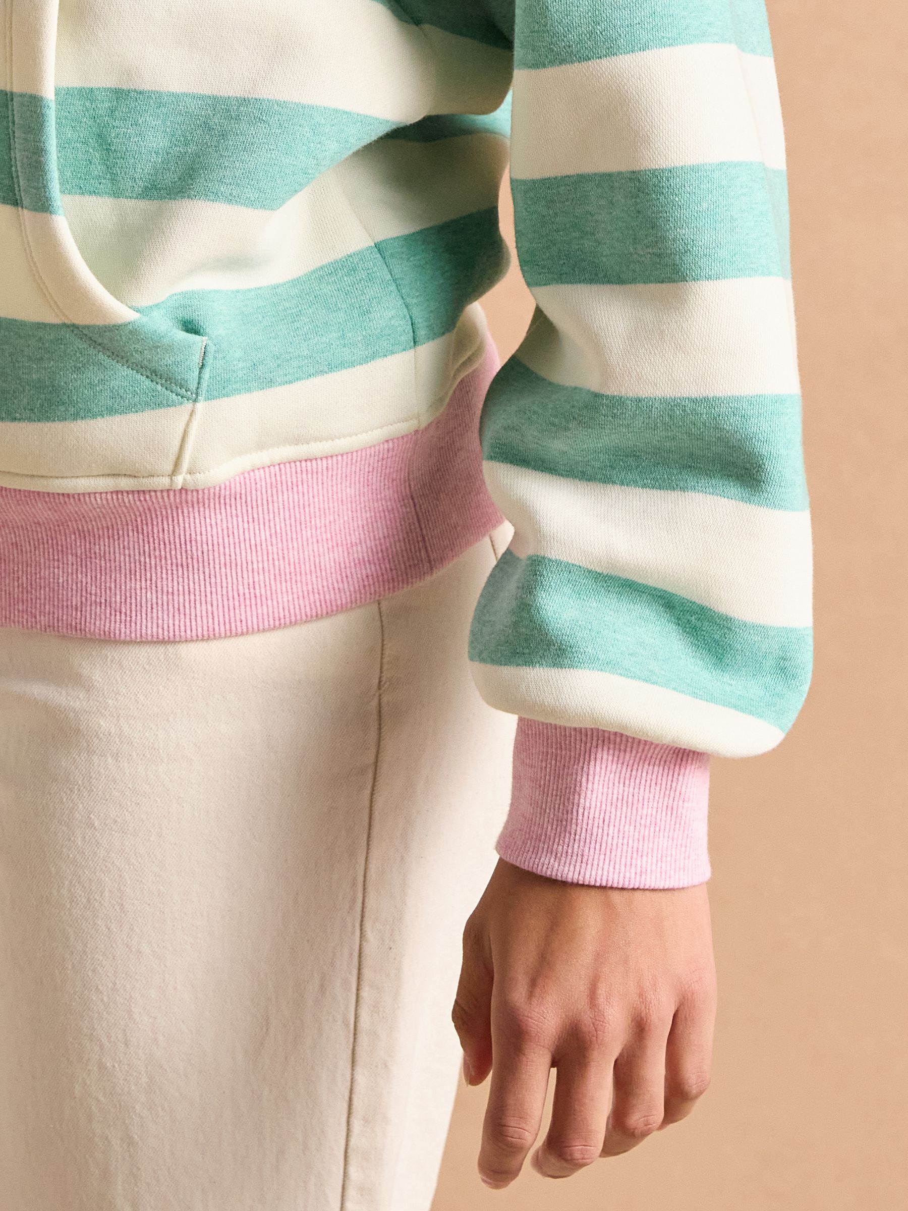 Milbourne Green Marl Stripe Cotton Rich Hoodie - Image 8 of 9