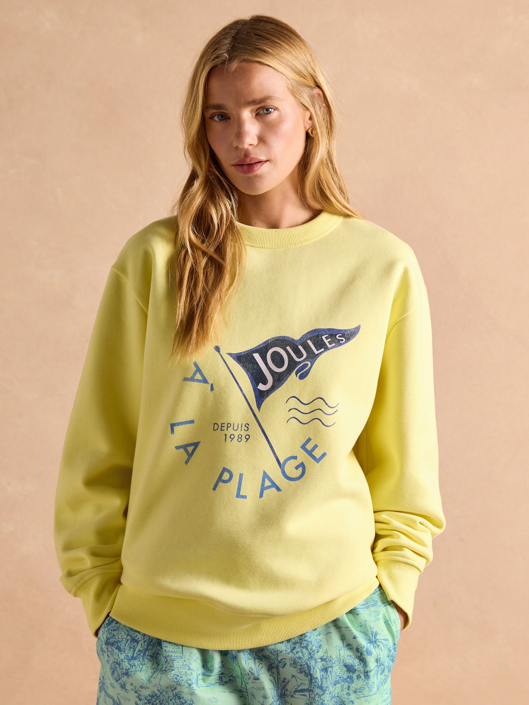 Graphic Yellow Cotton Rich Crew Neck Sweatshirt - Image 3 of 8
