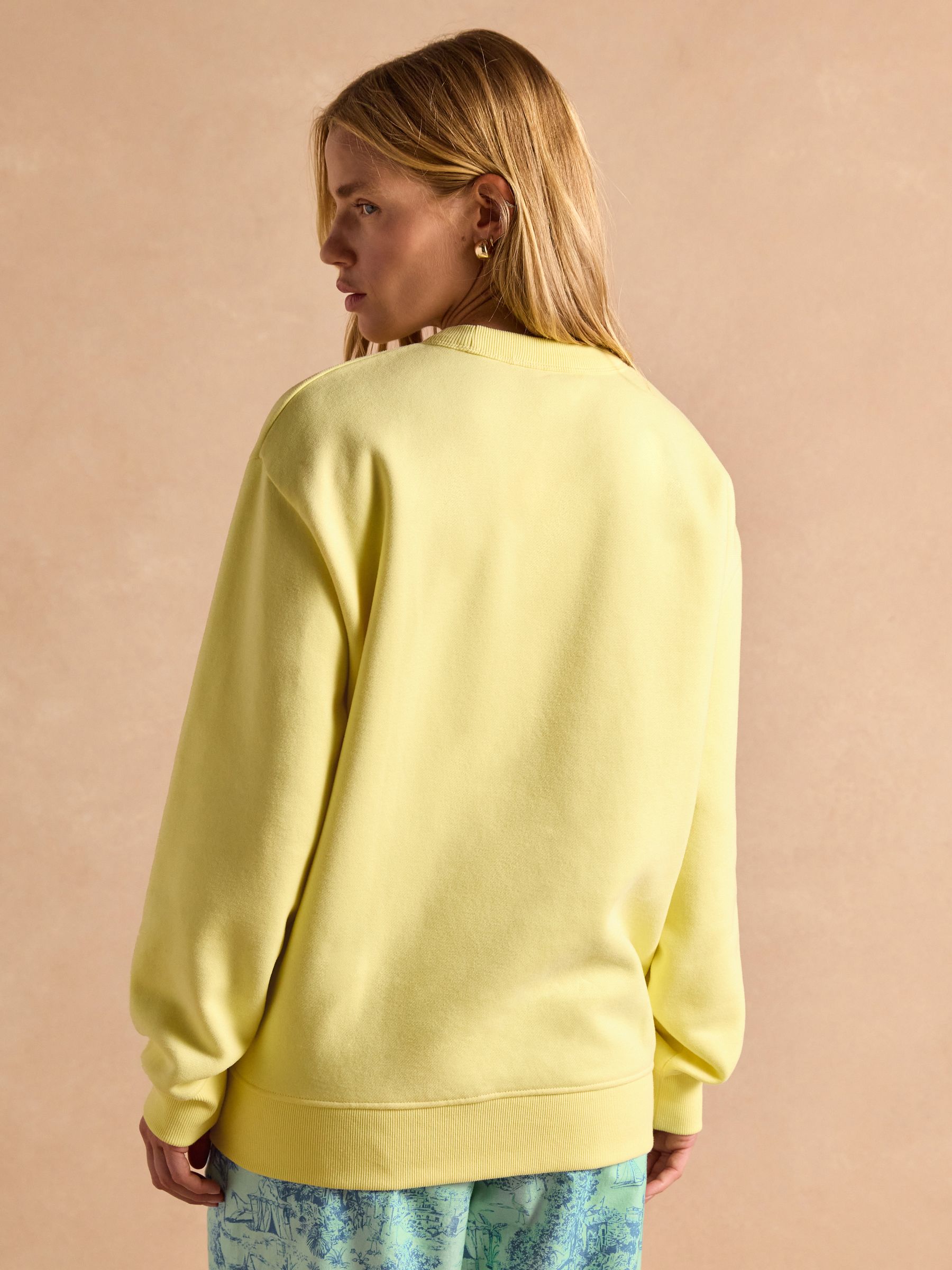 Graphic Yellow Cotton Rich Crew Neck Sweatshirt - Image 4 of 8