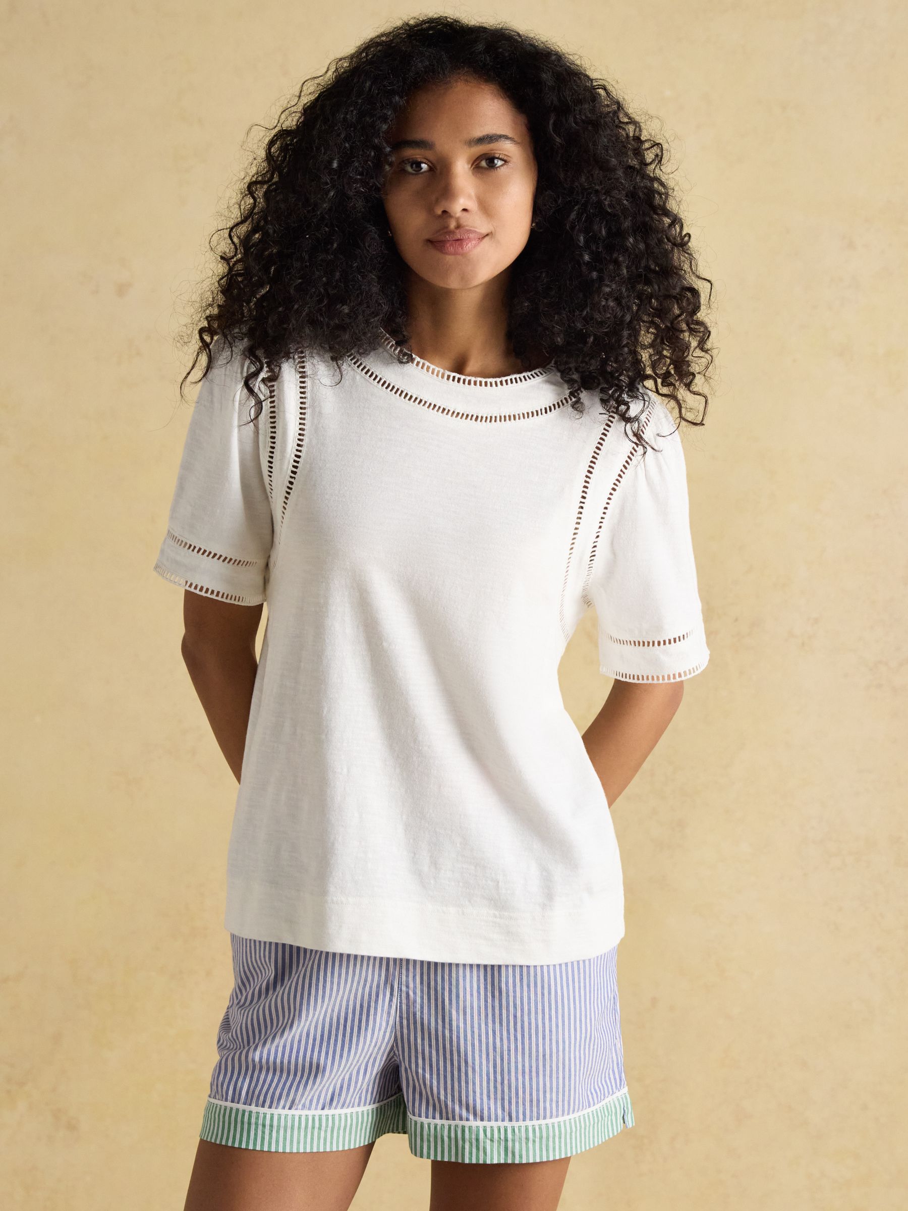 Sienna White Ladder Trim T-Shirt - Image 3 of 8