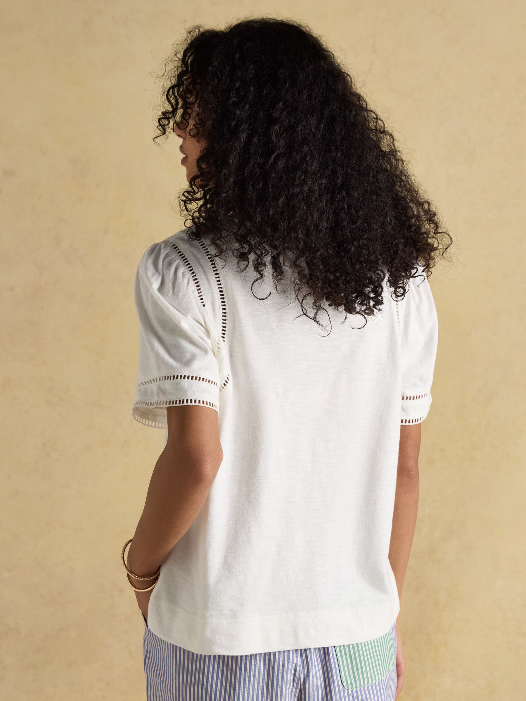 Sienna White Ladder Trim T-Shirt - Image 4 of 8