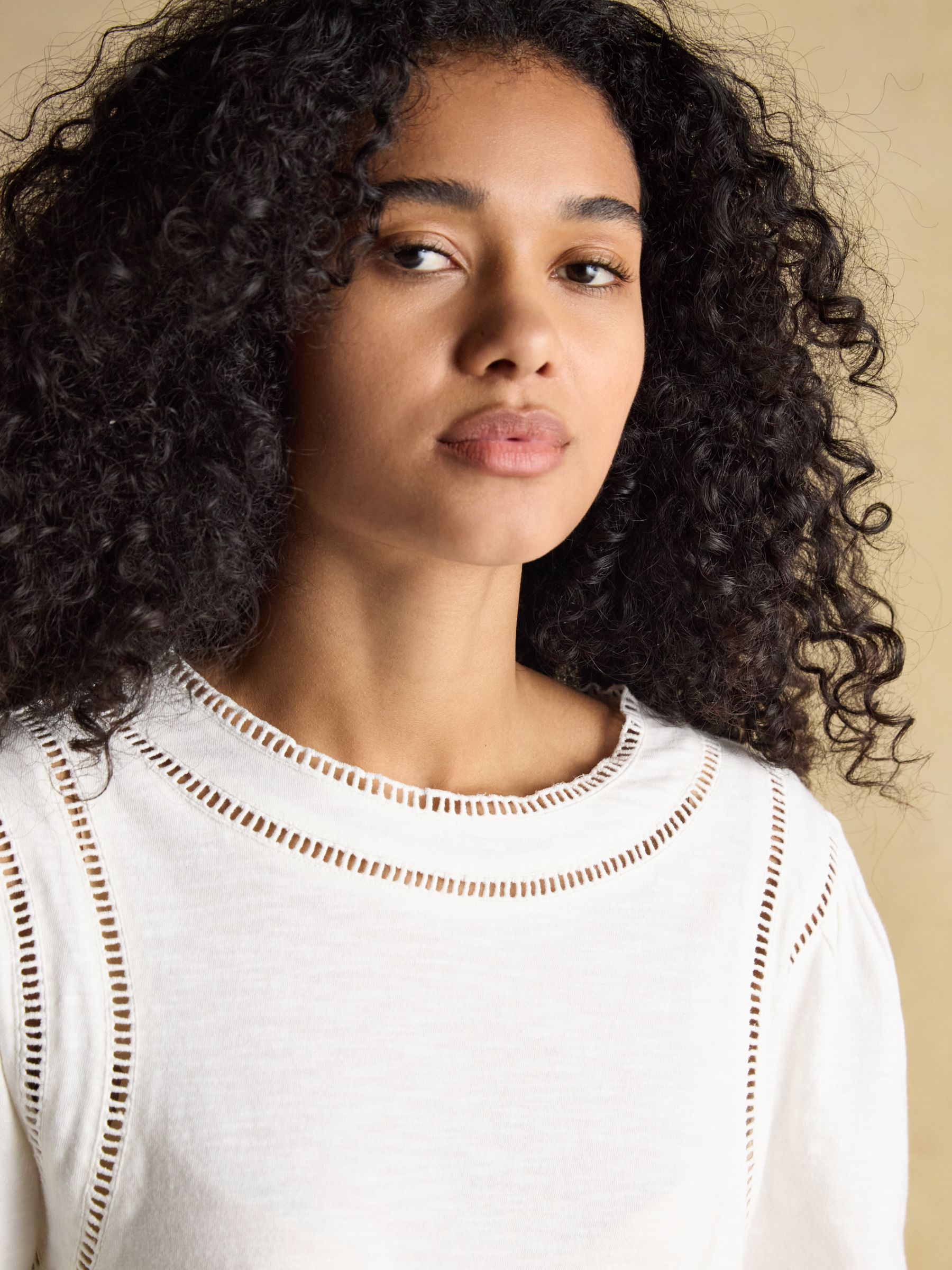 Sienna White Ladder Trim T-Shirt - Image 5 of 8