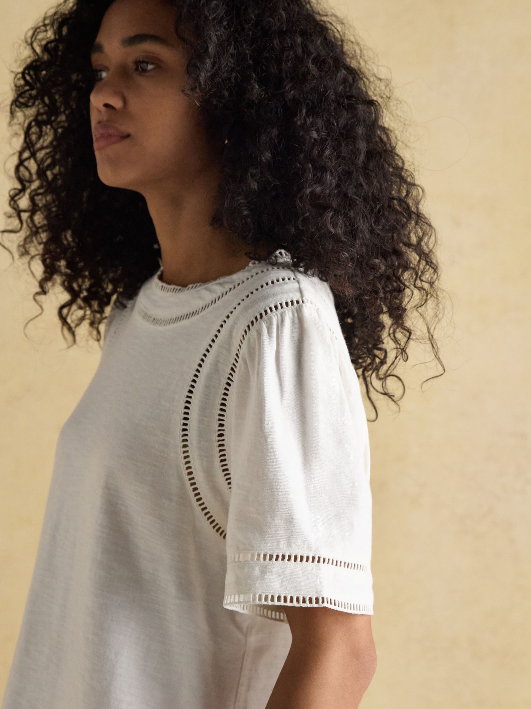 Sienna White Ladder Trim T-Shirt - Image 6 of 8