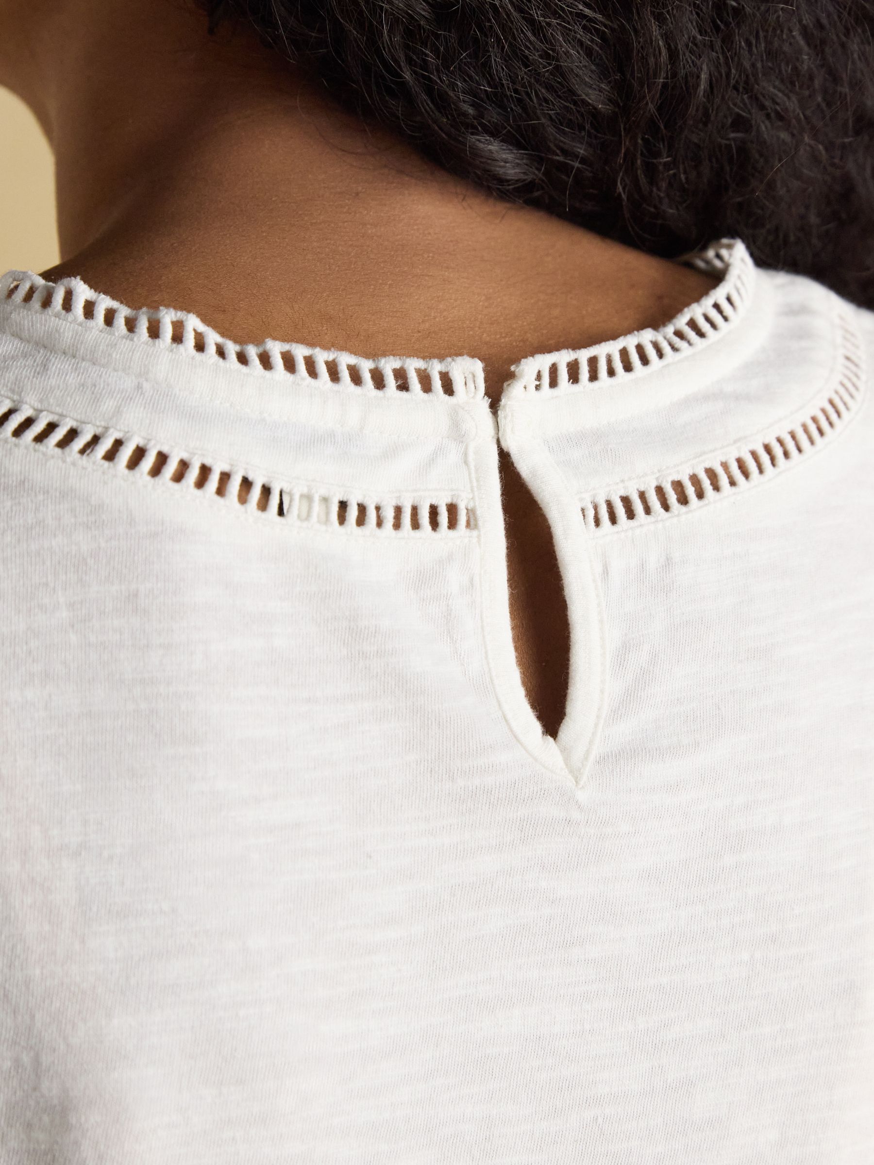 Sienna White Ladder Trim T-Shirt - Image 7 of 8