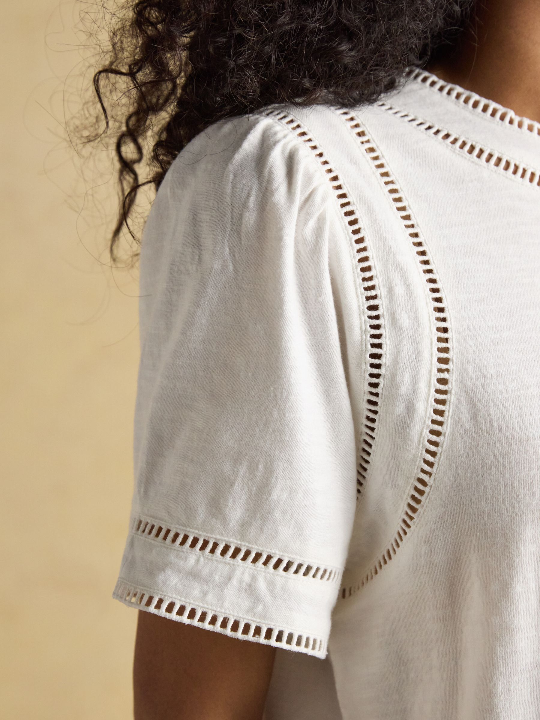 Sienna White Ladder Trim T-Shirt - Image 8 of 8