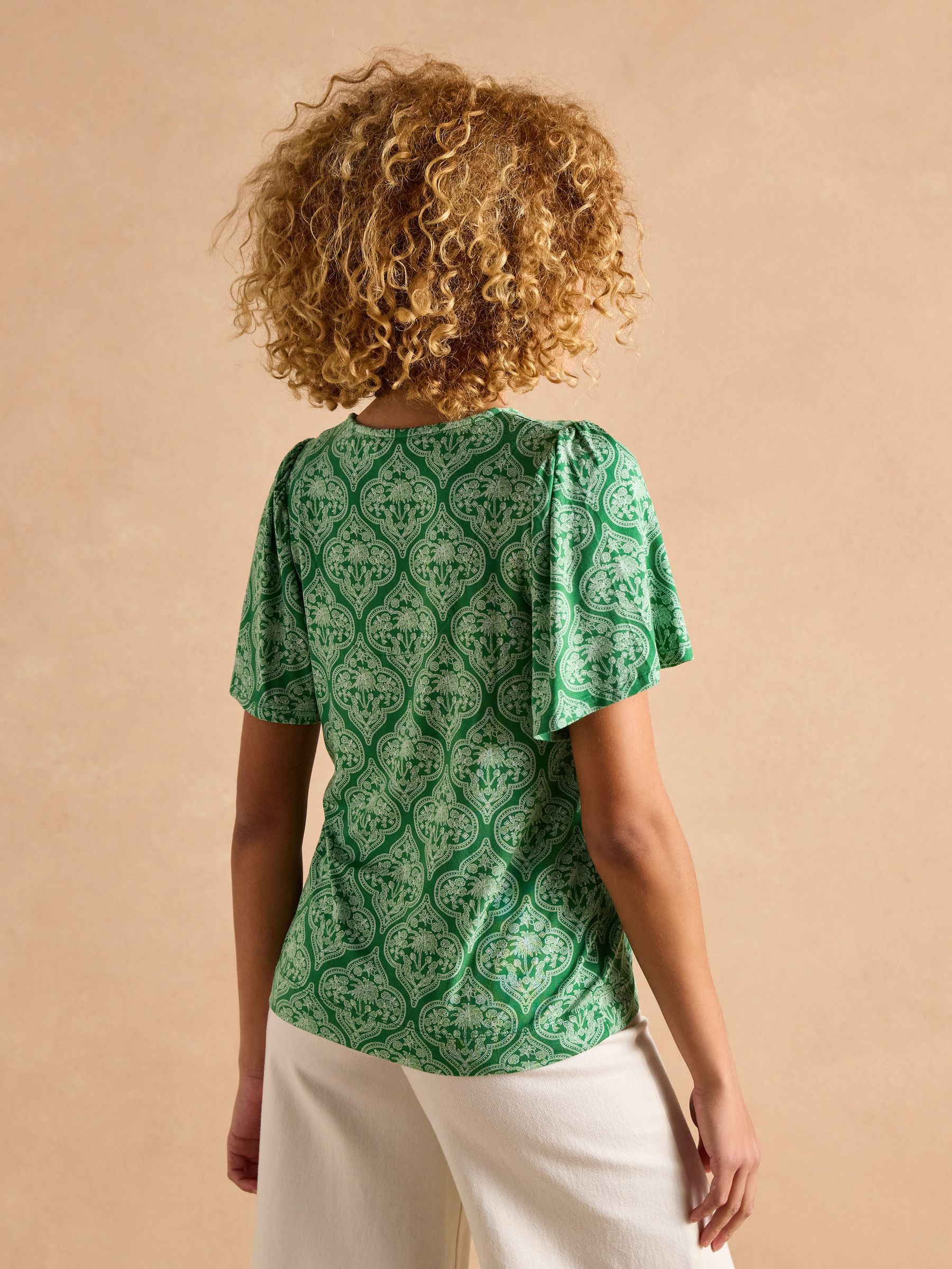 Nia Green Pleat Front Jersey Top - Image 2 of 8