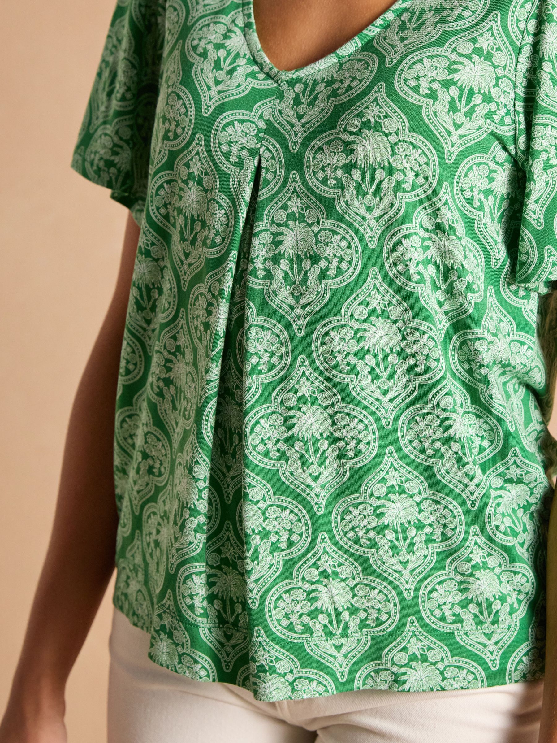Nia Green Pleat Front Jersey Top - Image 5 of 8