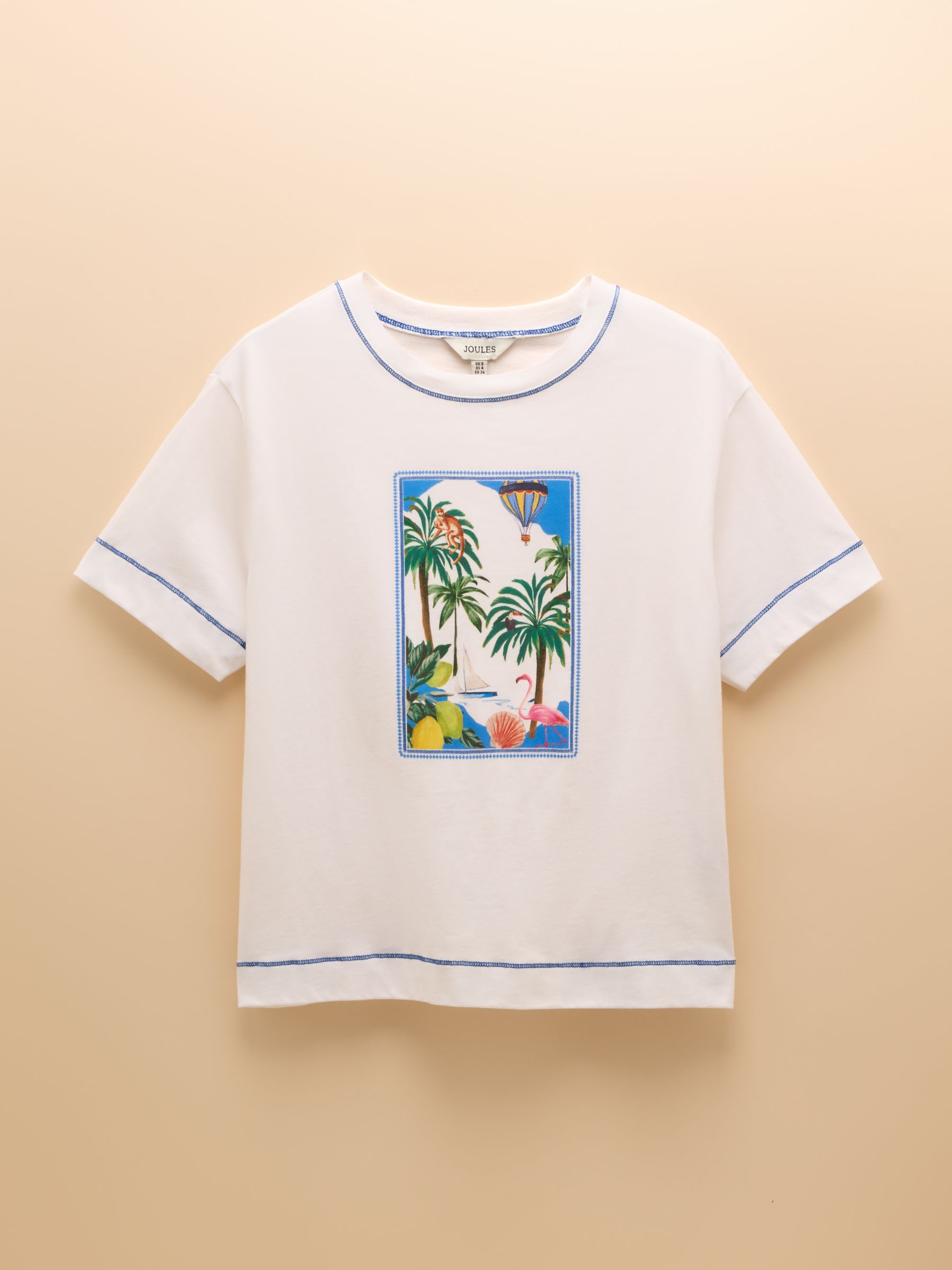 White Postcard Graphic Cotton Short Sleeve T-Shirt - Image 8 of 8
