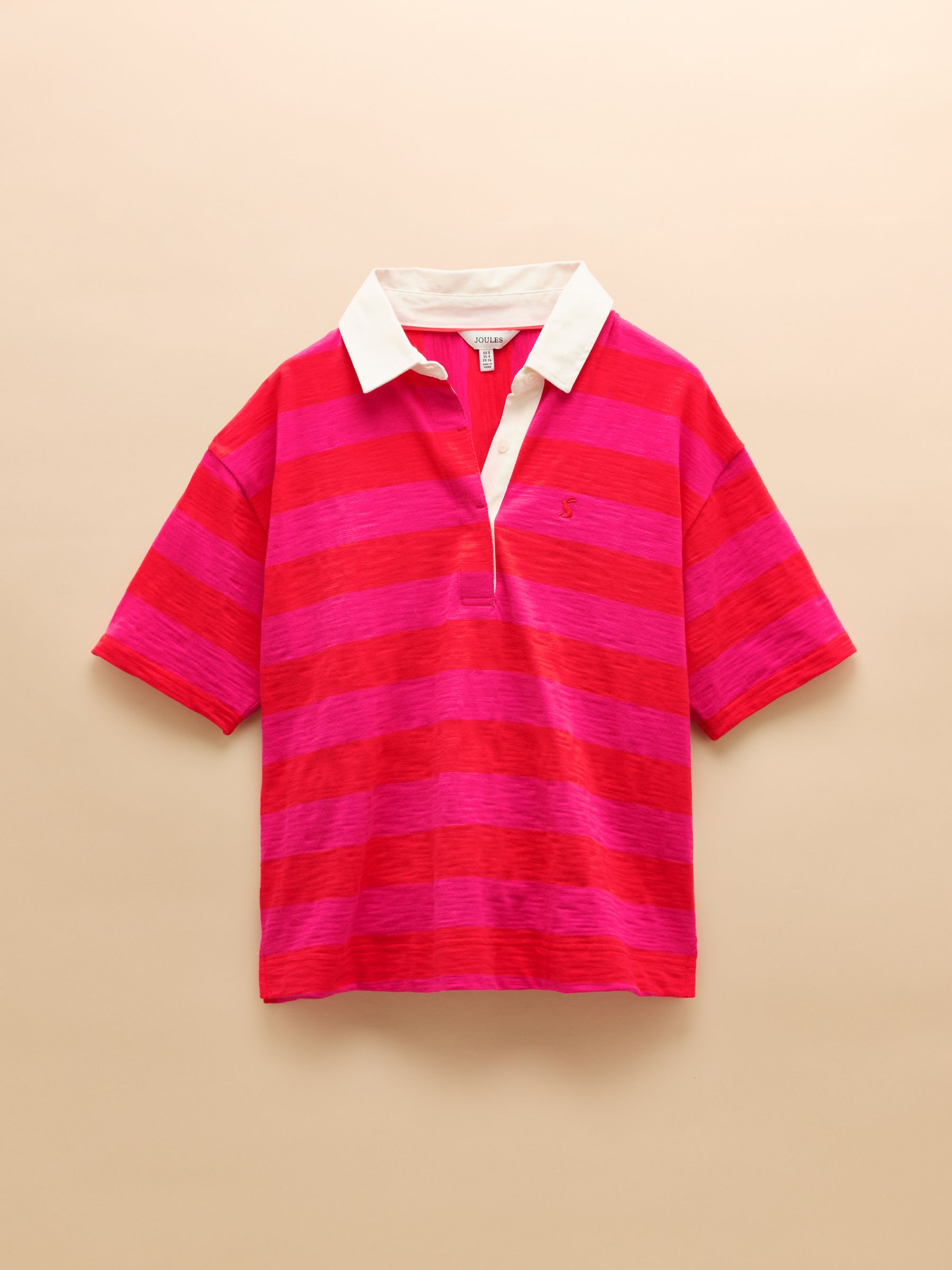 Leighton Pink Stripe Short Sleeve Cotton Slub Rugby Top - Image 7 of 7