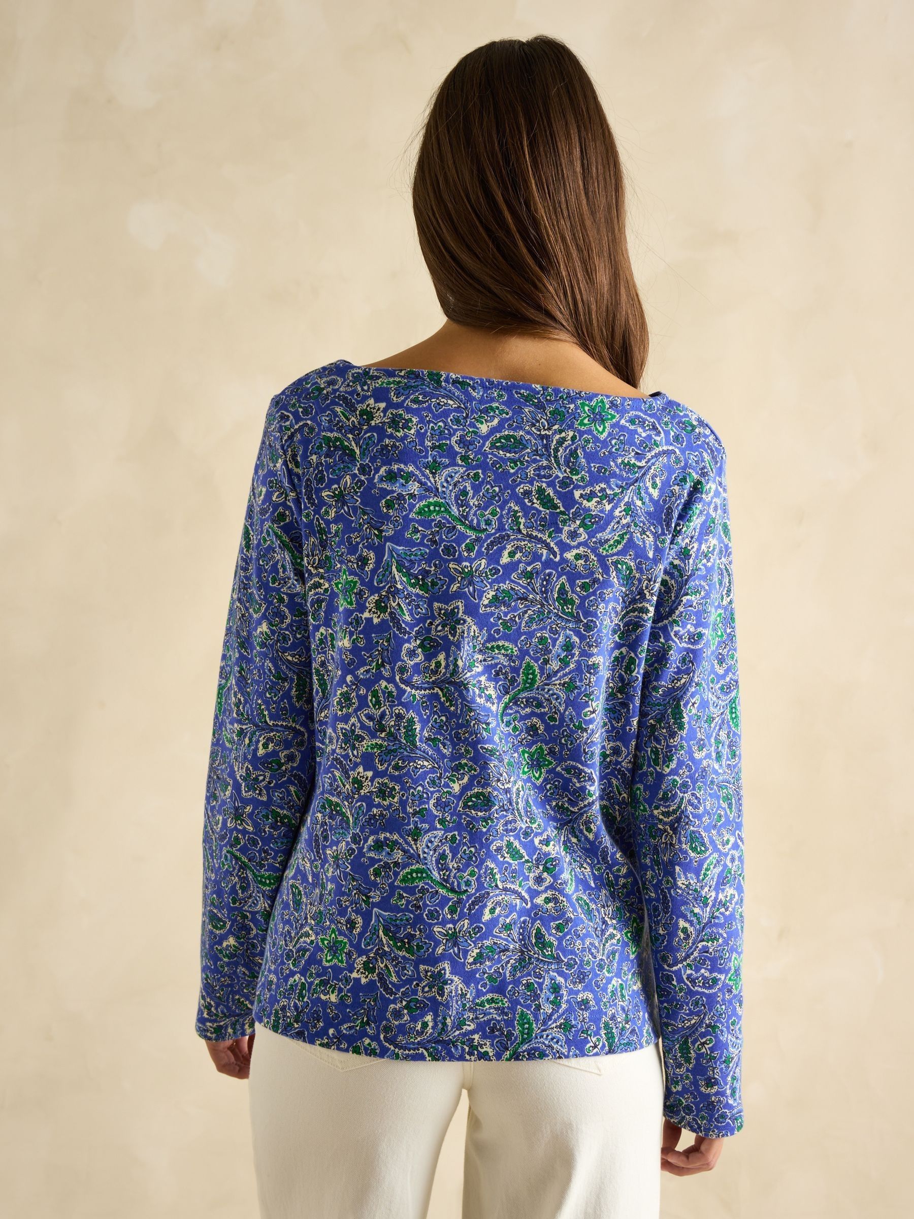 Harbour Blue Paisley Boat Neck Printed Top - Image 2 of 7
