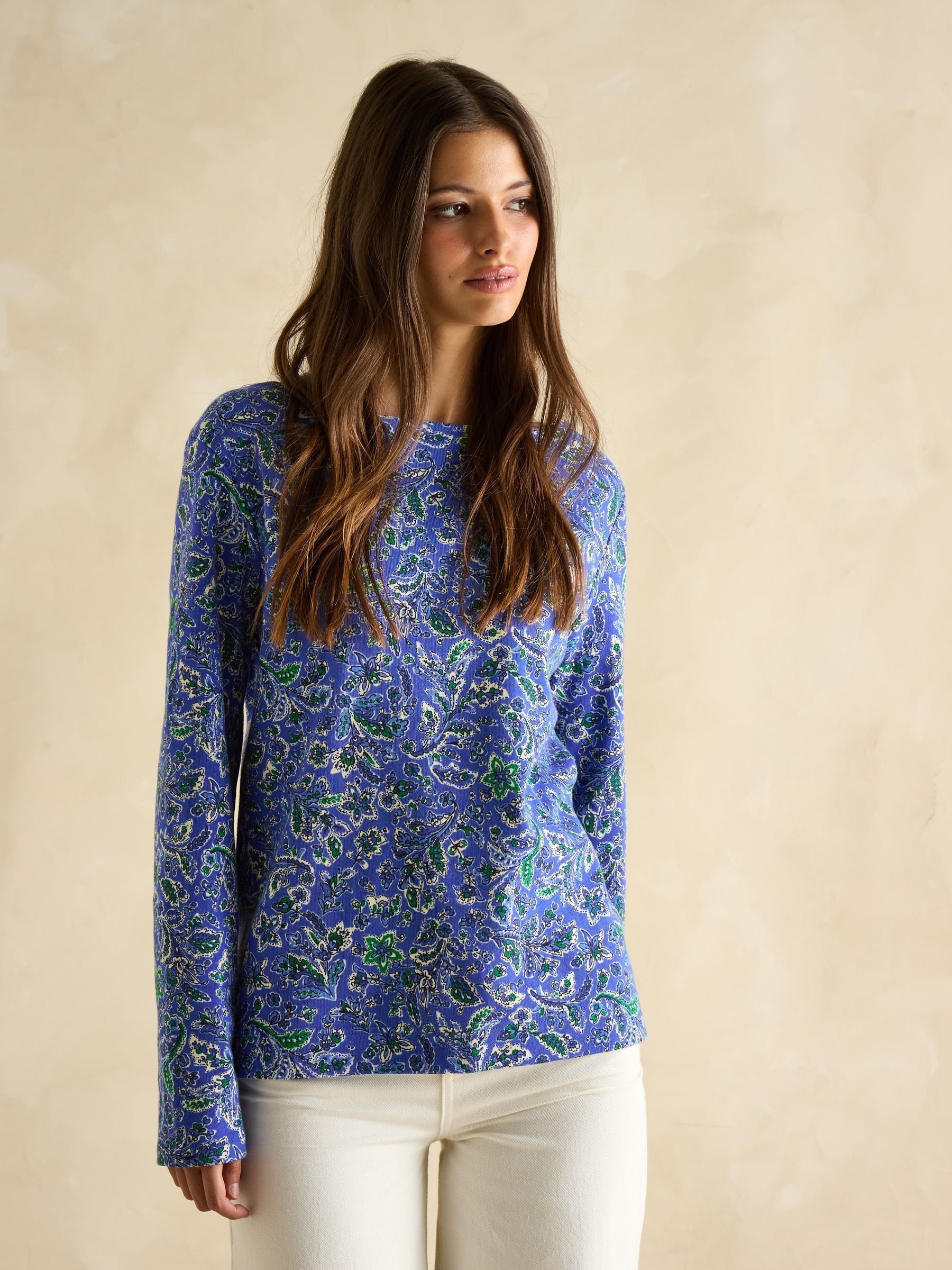 Harbour Blue Paisley Boat Neck Printed Top - Image 3 of 7