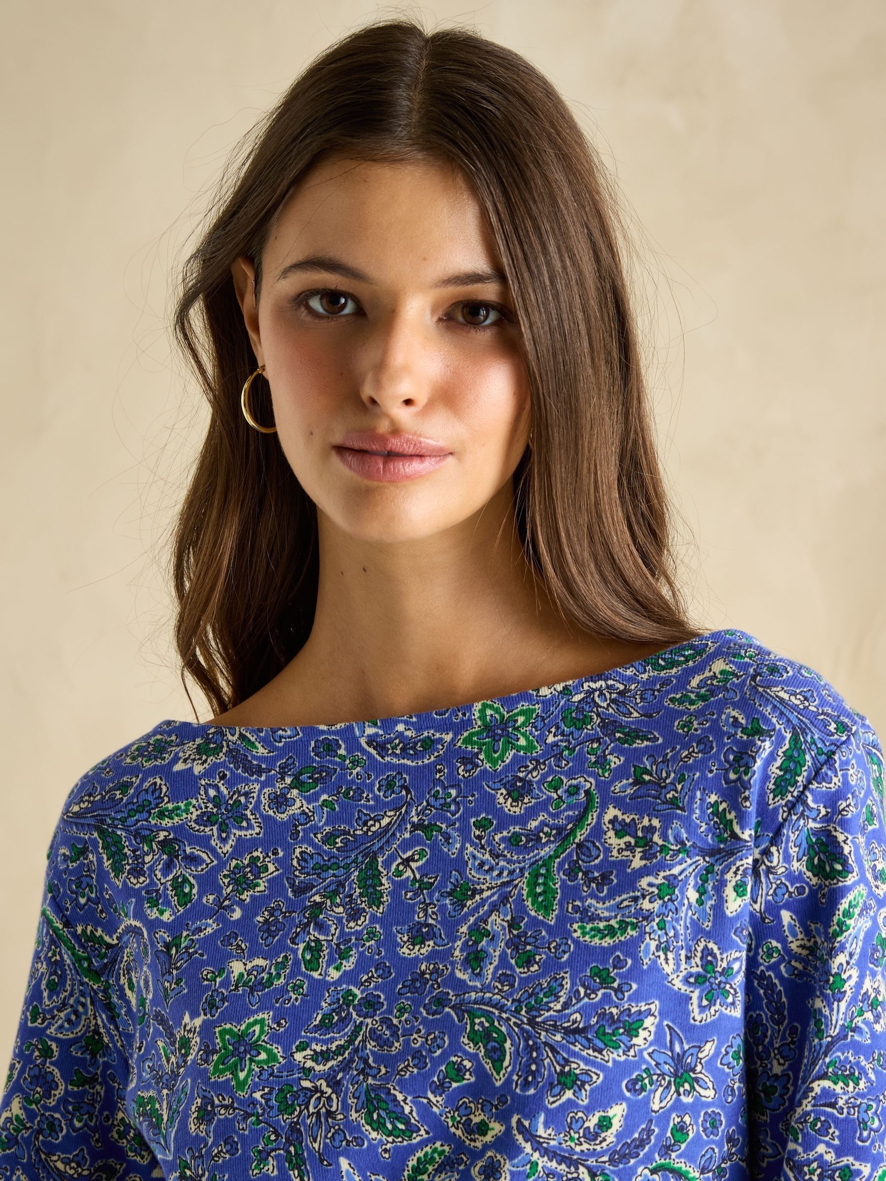 Harbour Blue Paisley Boat Neck Printed Top - Image 5 of 7