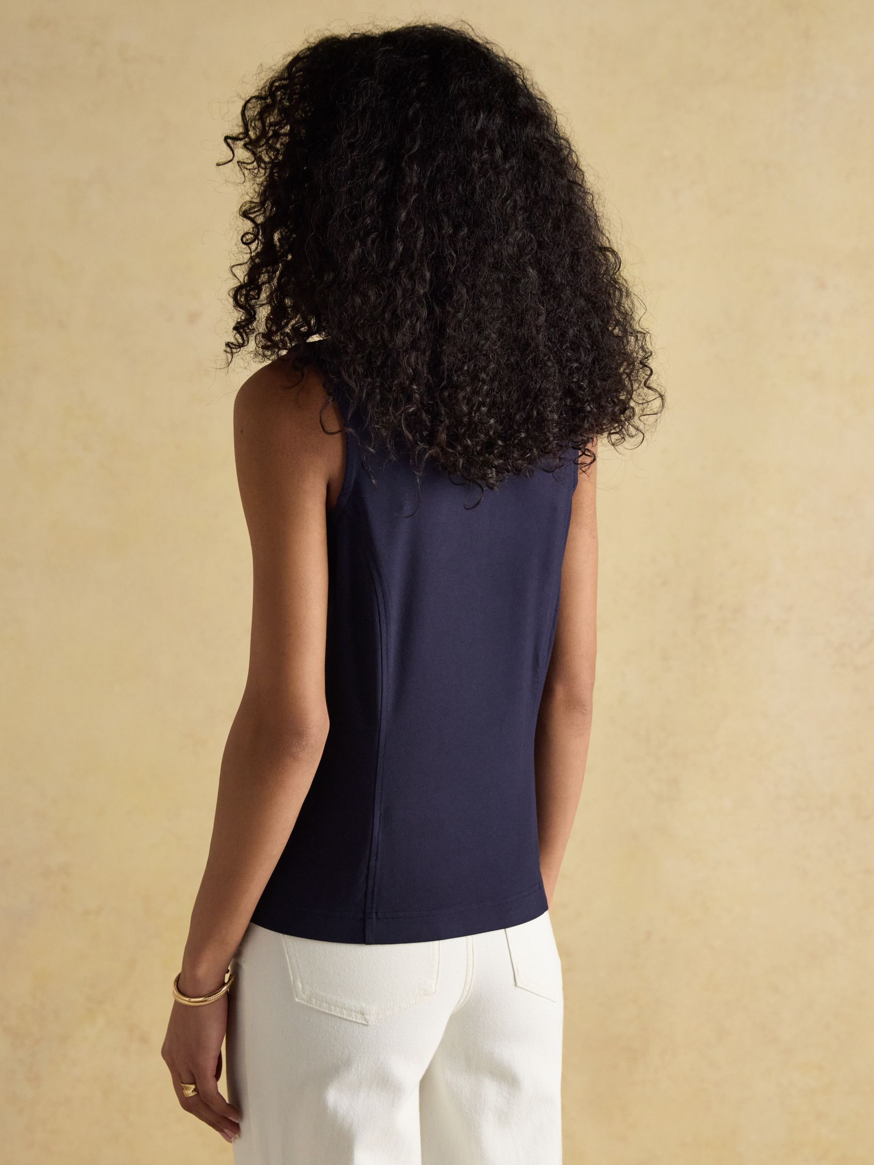 Kate Navy Sleeveless Frill Neck Top - Image 2 of 7