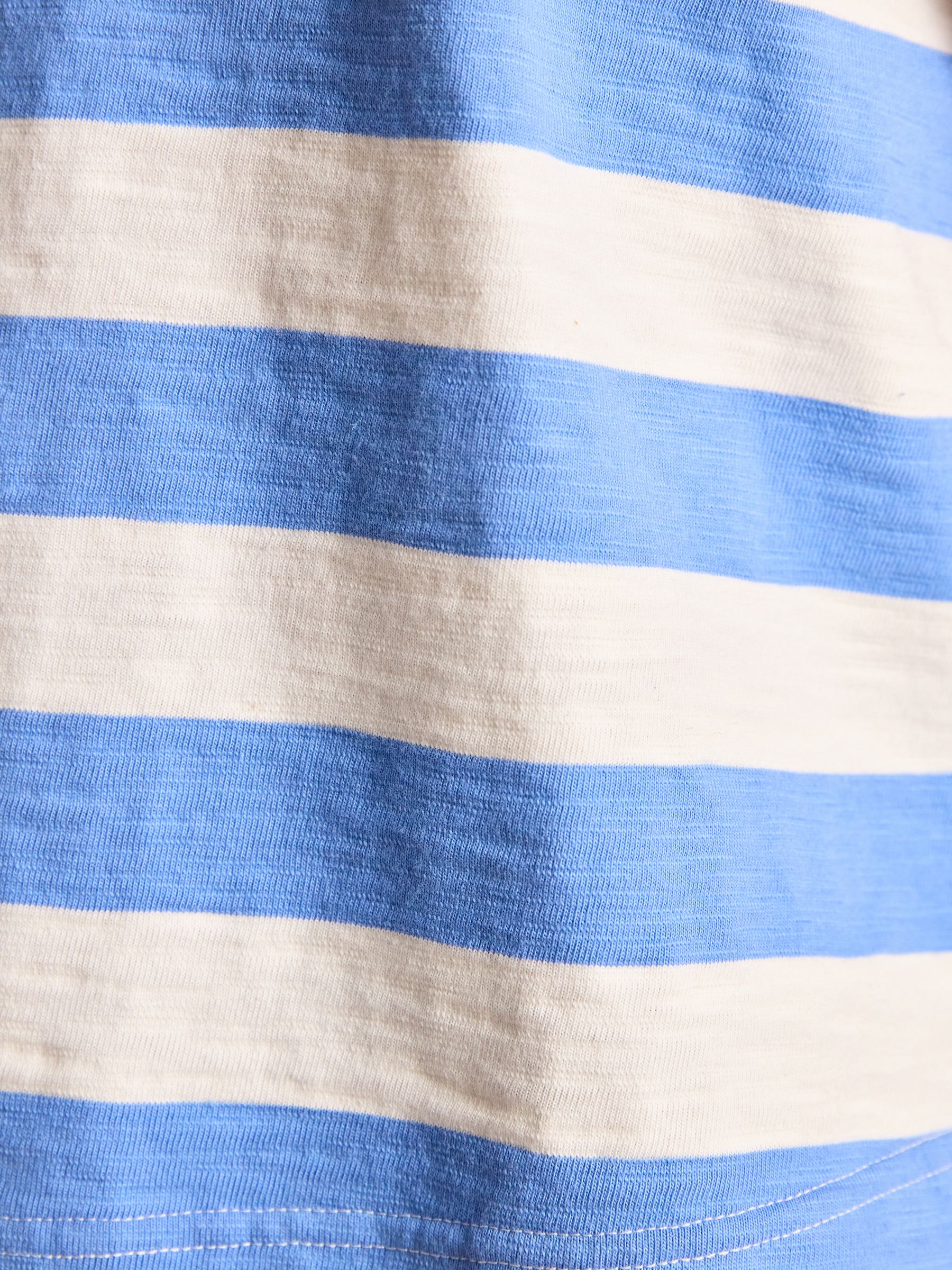 Leighton Blue Stripe Short Sleeve Cotton Slub Rugby Top - Image 11 of 12