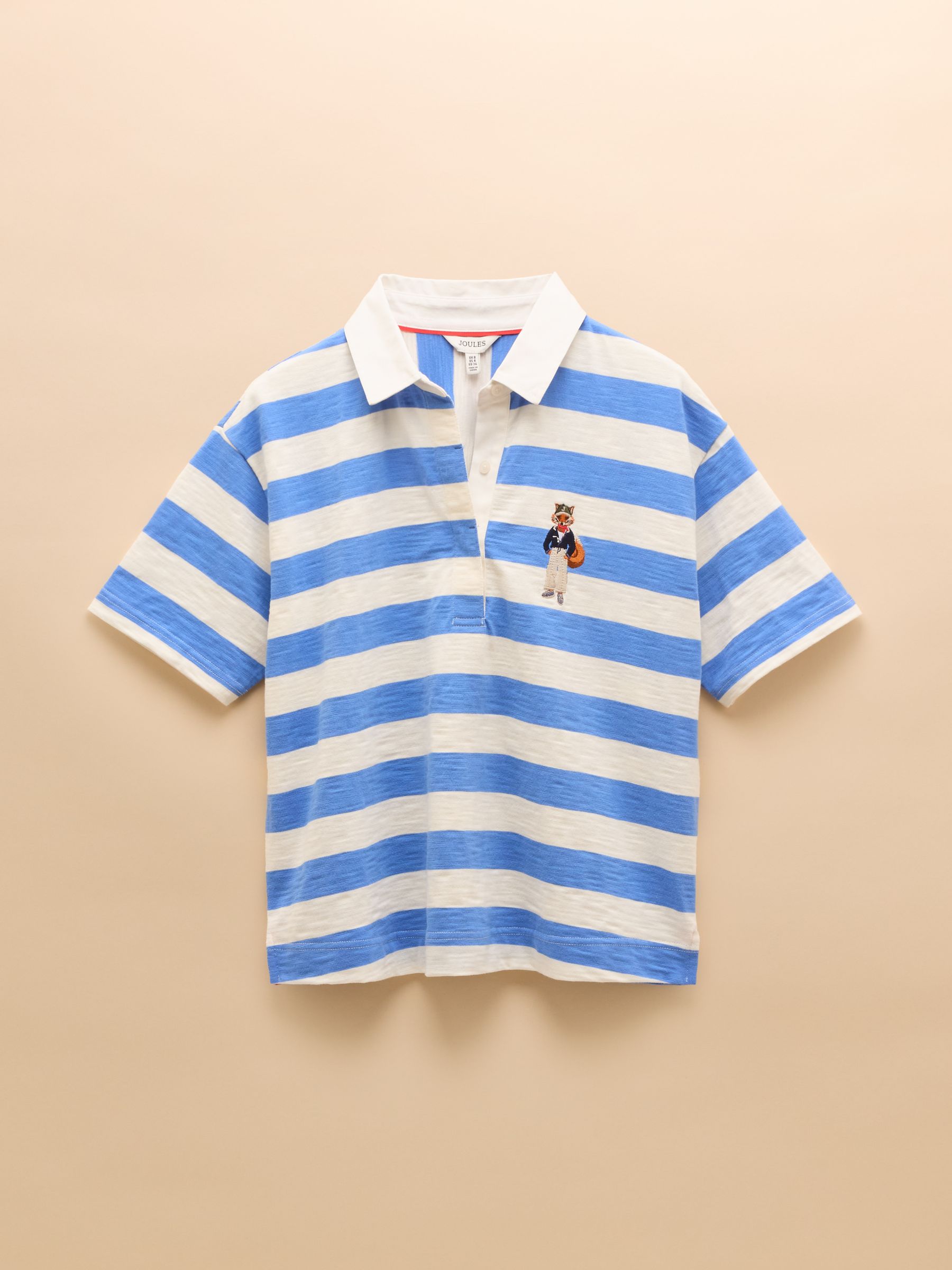 Leighton Blue Stripe Short Sleeve Cotton Slub Rugby Top - Image 12 of 12
