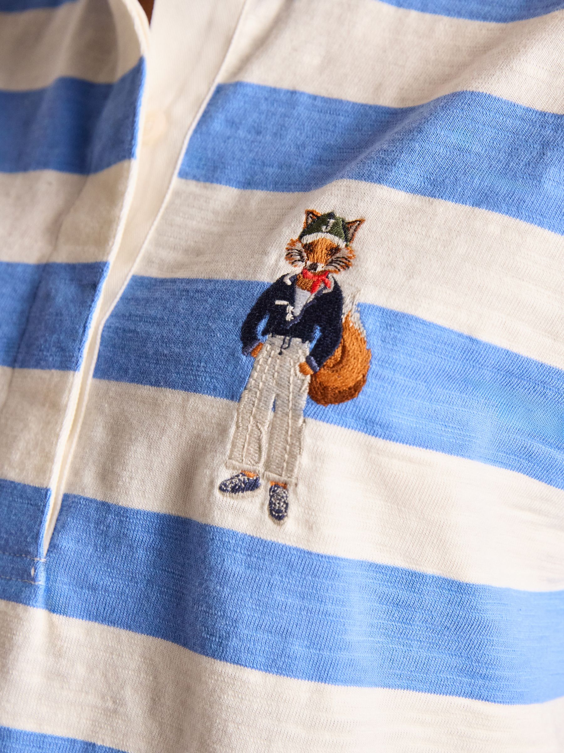 Leighton Blue Stripe Short Sleeve Cotton Slub Rugby Top - Image 6 of 12
