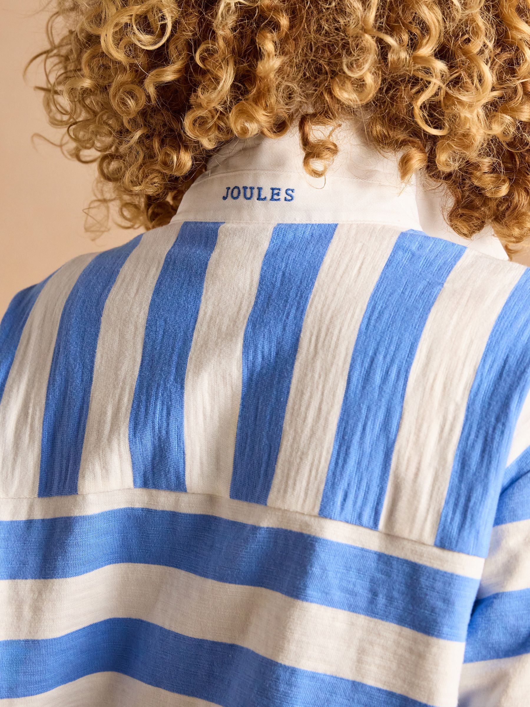 Leighton Blue Stripe Short Sleeve Cotton Slub Rugby Top - Image 9 of 12