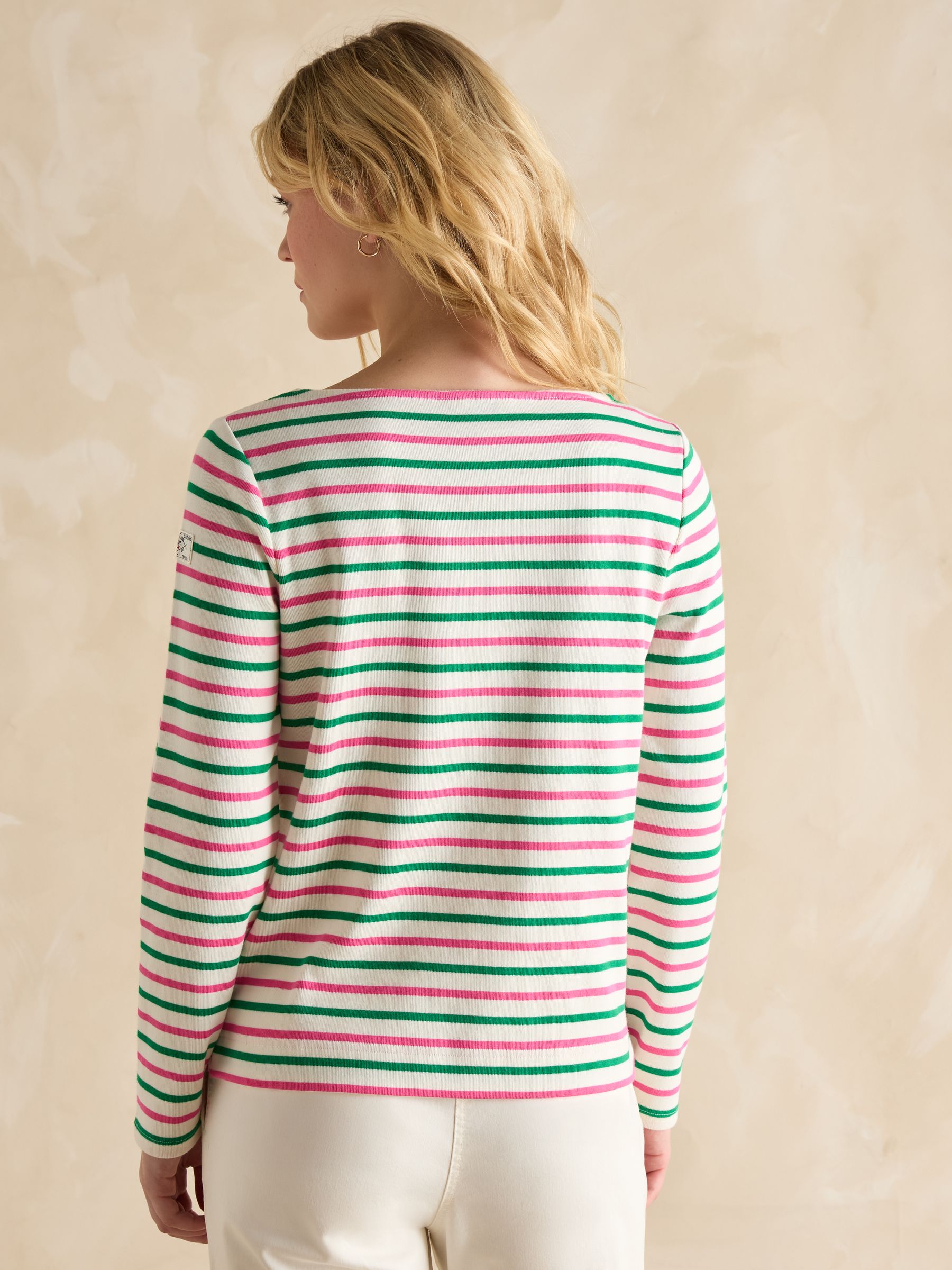 Harbour Pink & Green Striped Boat Neck Breton Top - Image 2 of 7